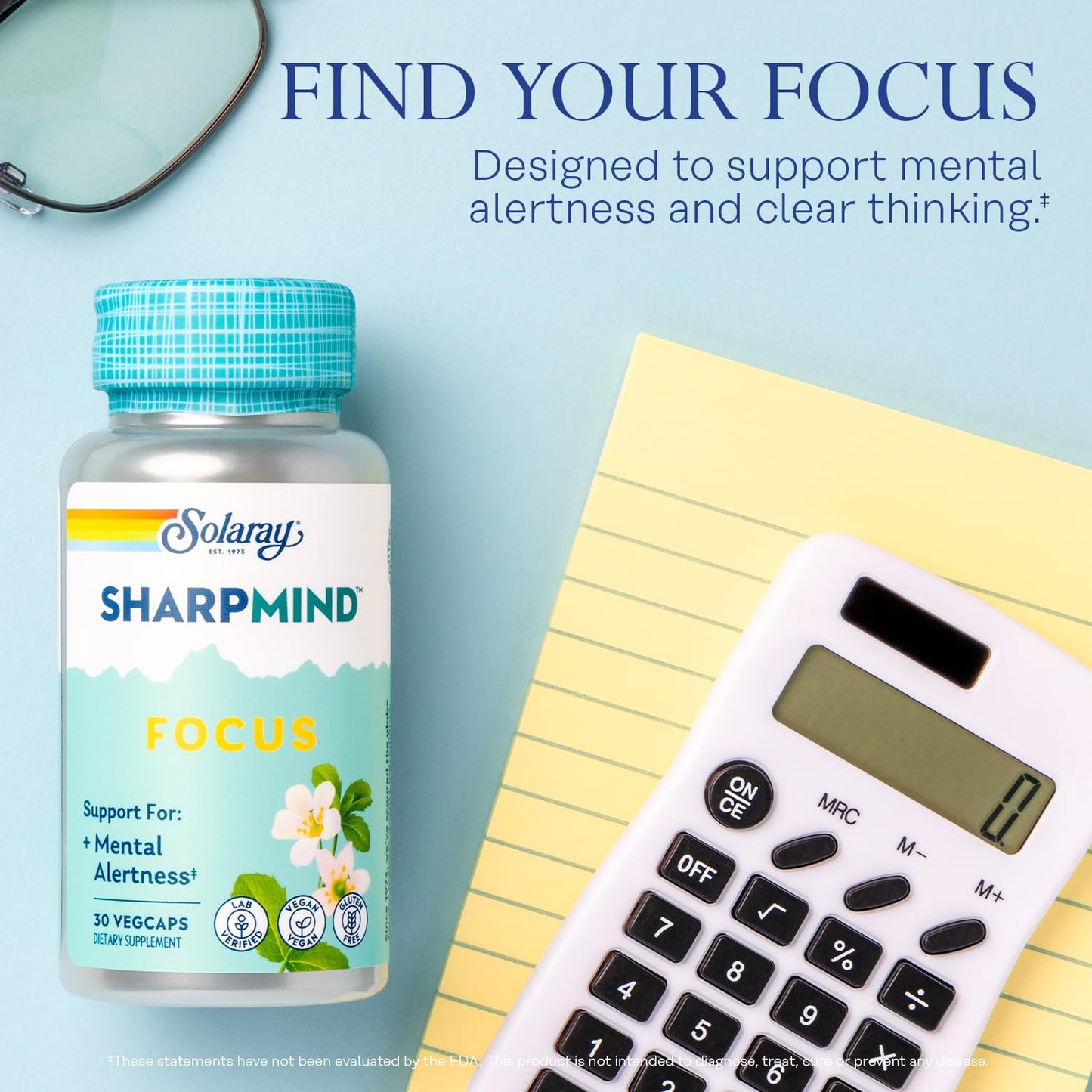 Solaray SharpMind Focus Capsule with Cognizin Citicoline, Memory Support, Vegan, 30 Count