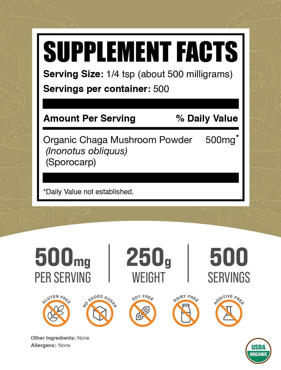 BulkSupplements Organic Chaga Mushrooms Powder 8.82 oz