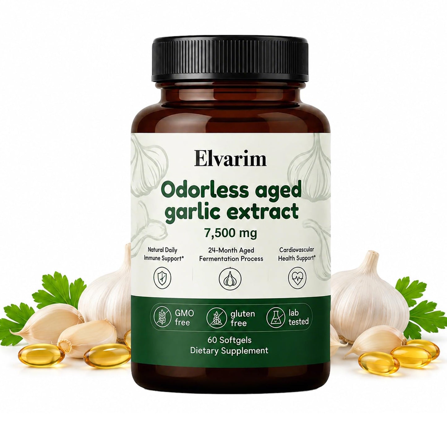 Ikokei Elvarim Odorless Aged Garlic Extract Softgel 60 Count