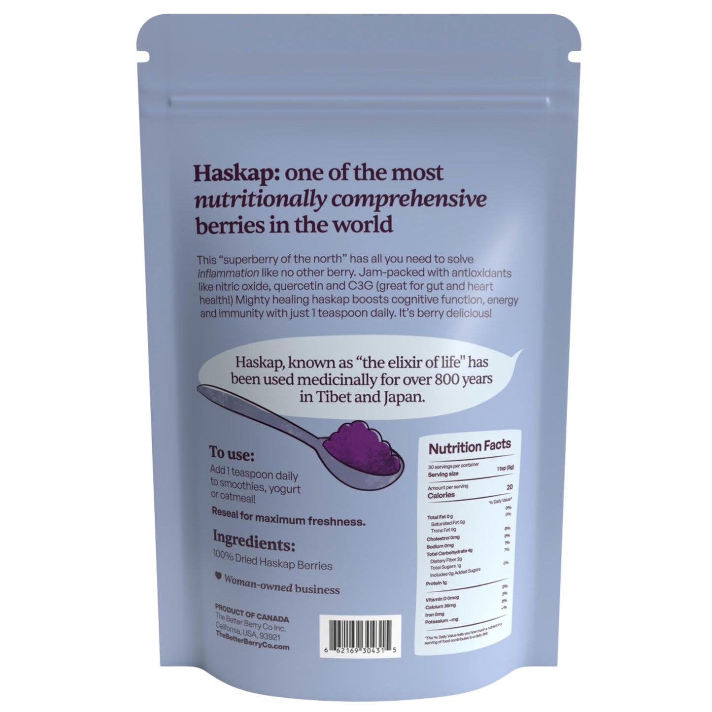Sweet Prairie Haskap Haskap Berry Powder, Powder, 5.3 oz