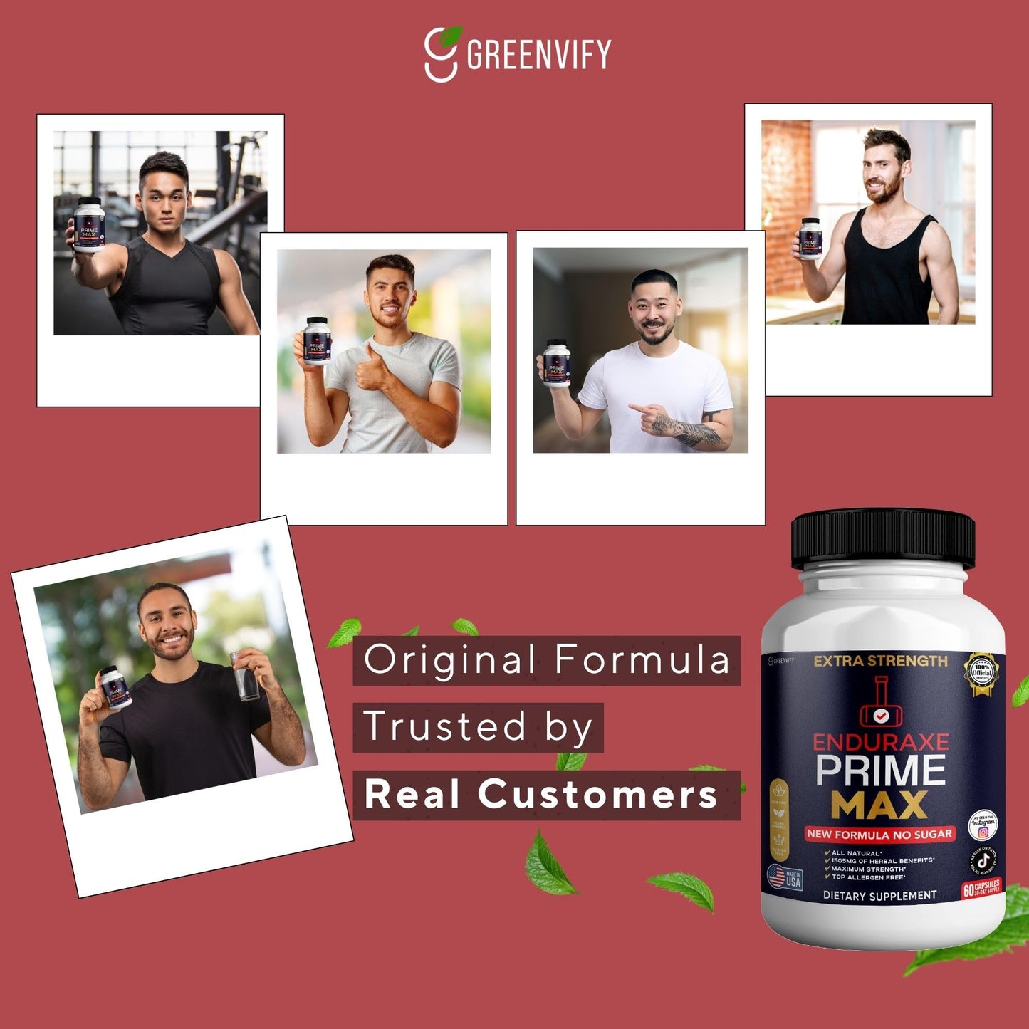 GREENVIFY Enduraxe Prime Max Extra Strength Organic Maca Root Supplement, 60 Capsules