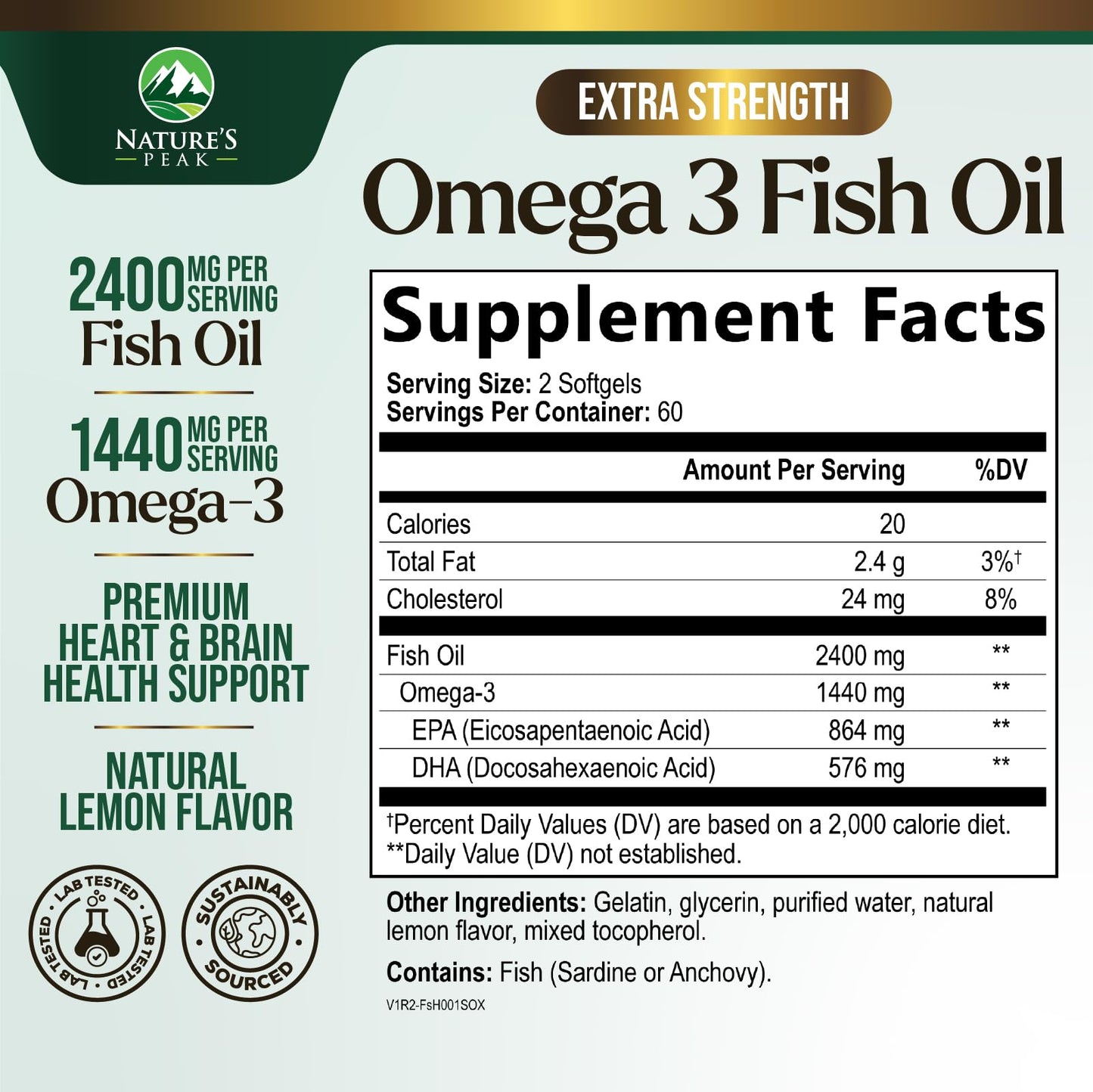 Nature's Peak Omega-3 Fish Oil Supplements 120 Softgels