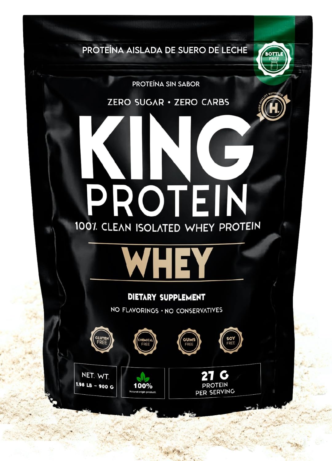 KING Protein Clean Whey Isolate Protein Powder Unflavored, 30 Servings