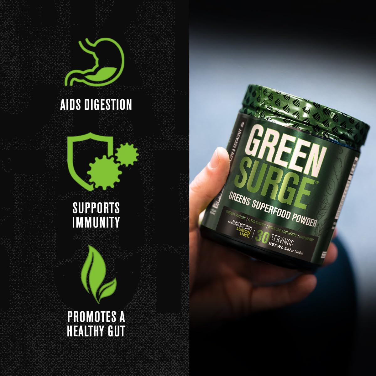 Jacked Factory Green Surge Green Superfood Powder, 6.3 Ounce