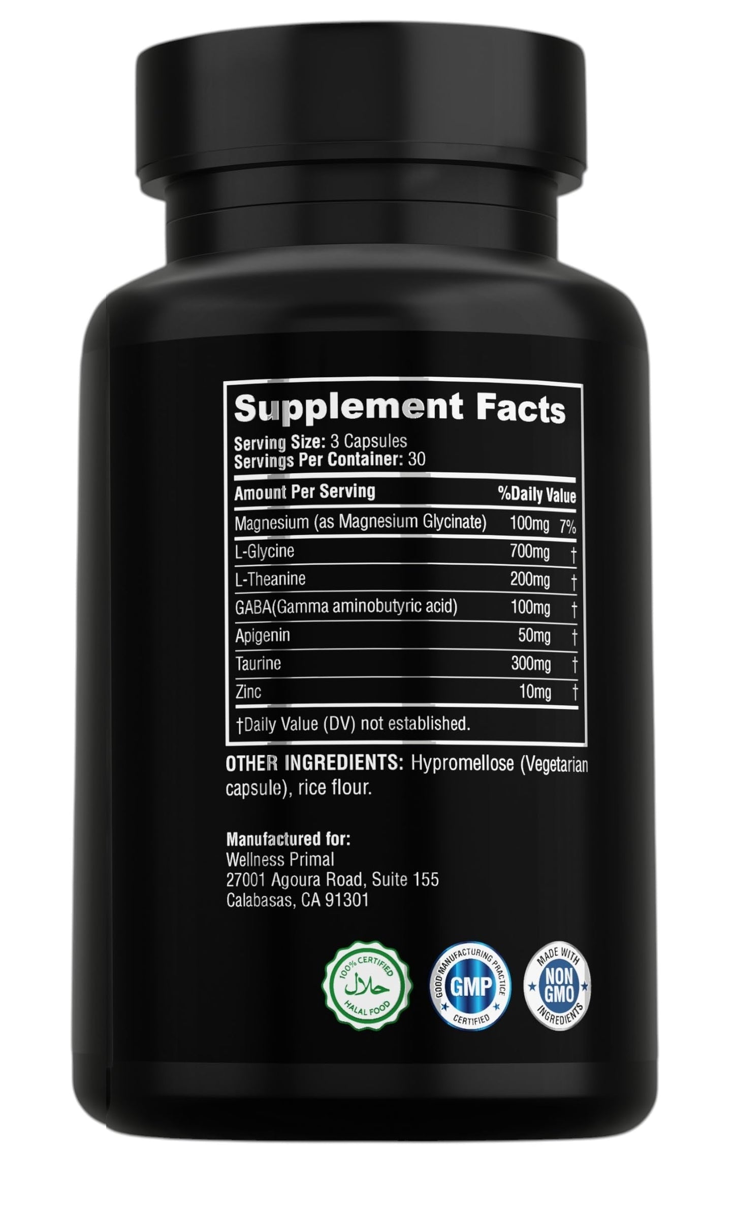 Wellness Primal Melatonin-Free Sleep Aid Supplement Capsules 90 Count