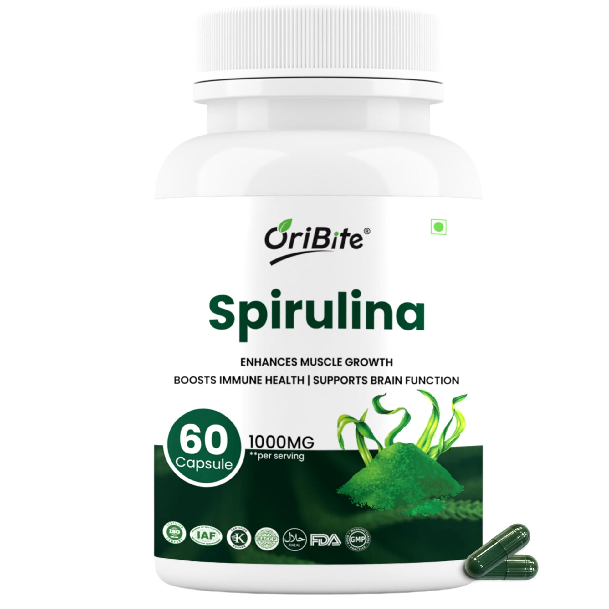 ORIBITE Spirulina 1000mg Capsule 1 Count