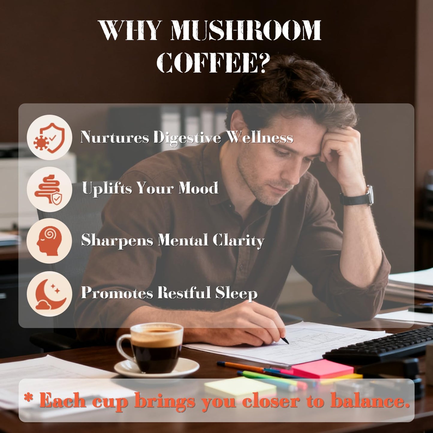 MYKAF Mushroom Coffee 6 in 1 Organic Instant Coffee Powder (6.35)