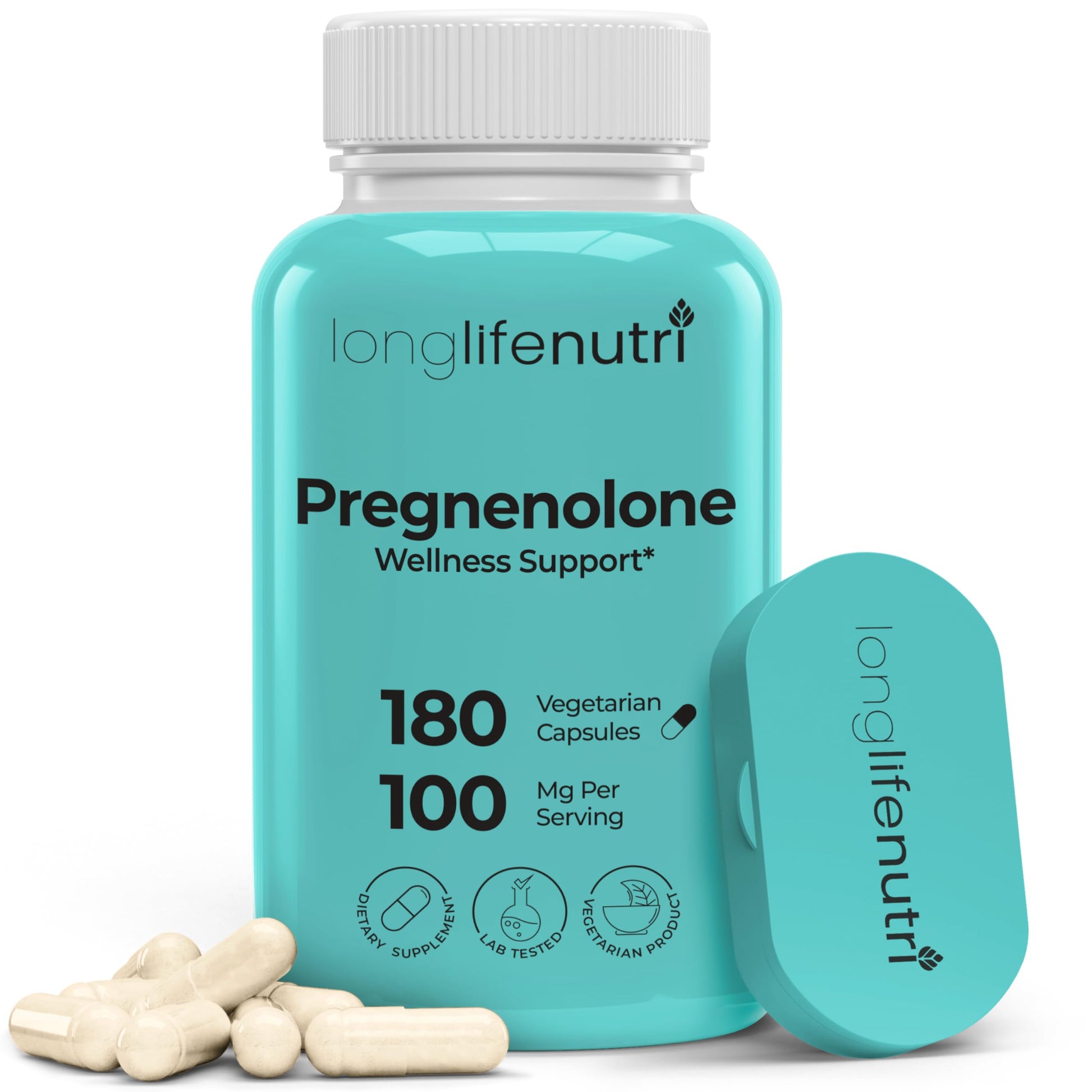 LongLifeNutri Brain & Hormone Support Pregnenolone Capsules 180 Count