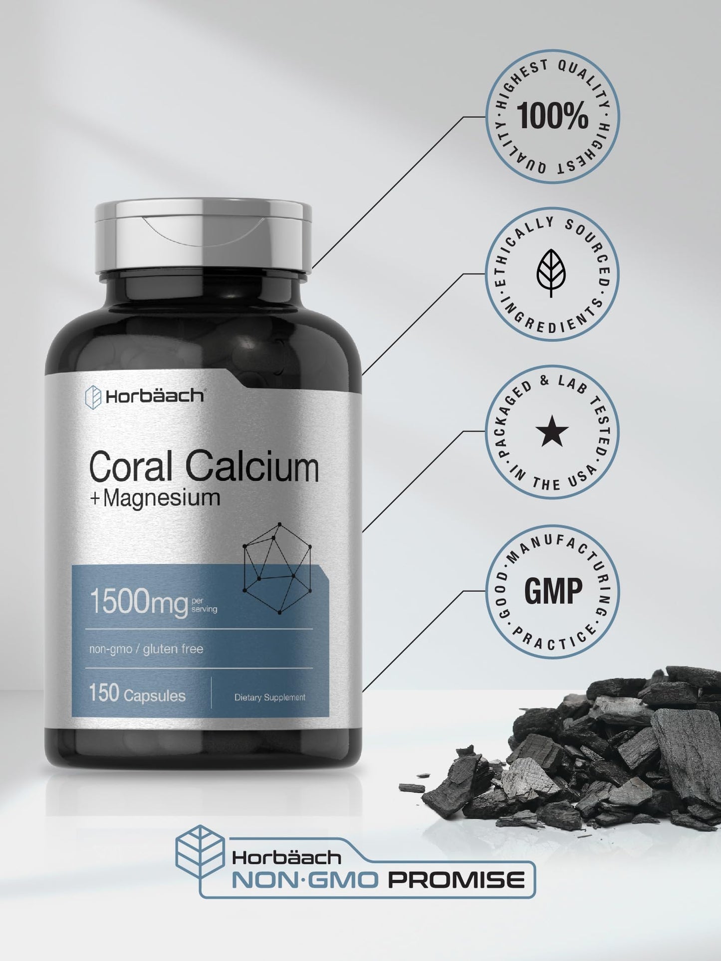 Horbäach Coral Calcium 1500mg Capsule, 150 Count