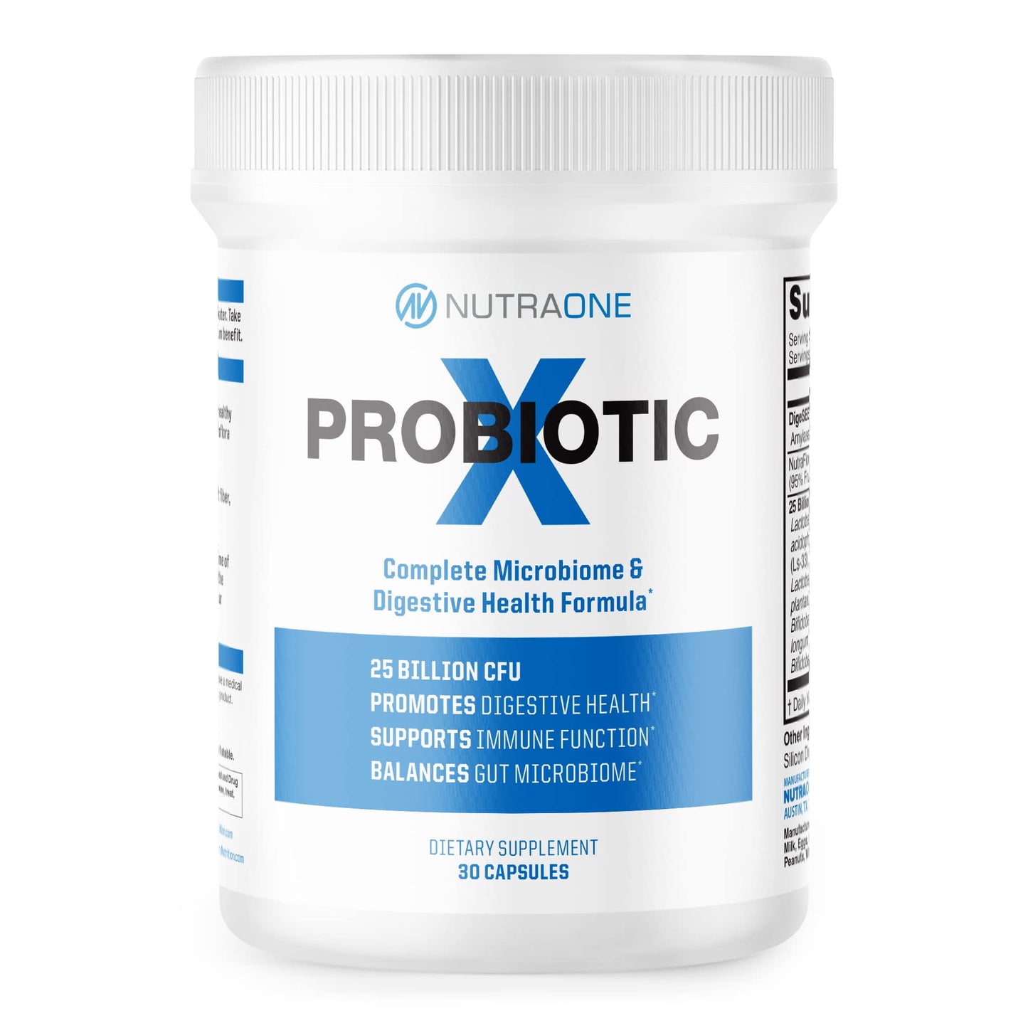 NutraOne ProbioticX Probiotic Supplement for Women & Men Digestive Health & Immune Support Probiotics 30 Capsules