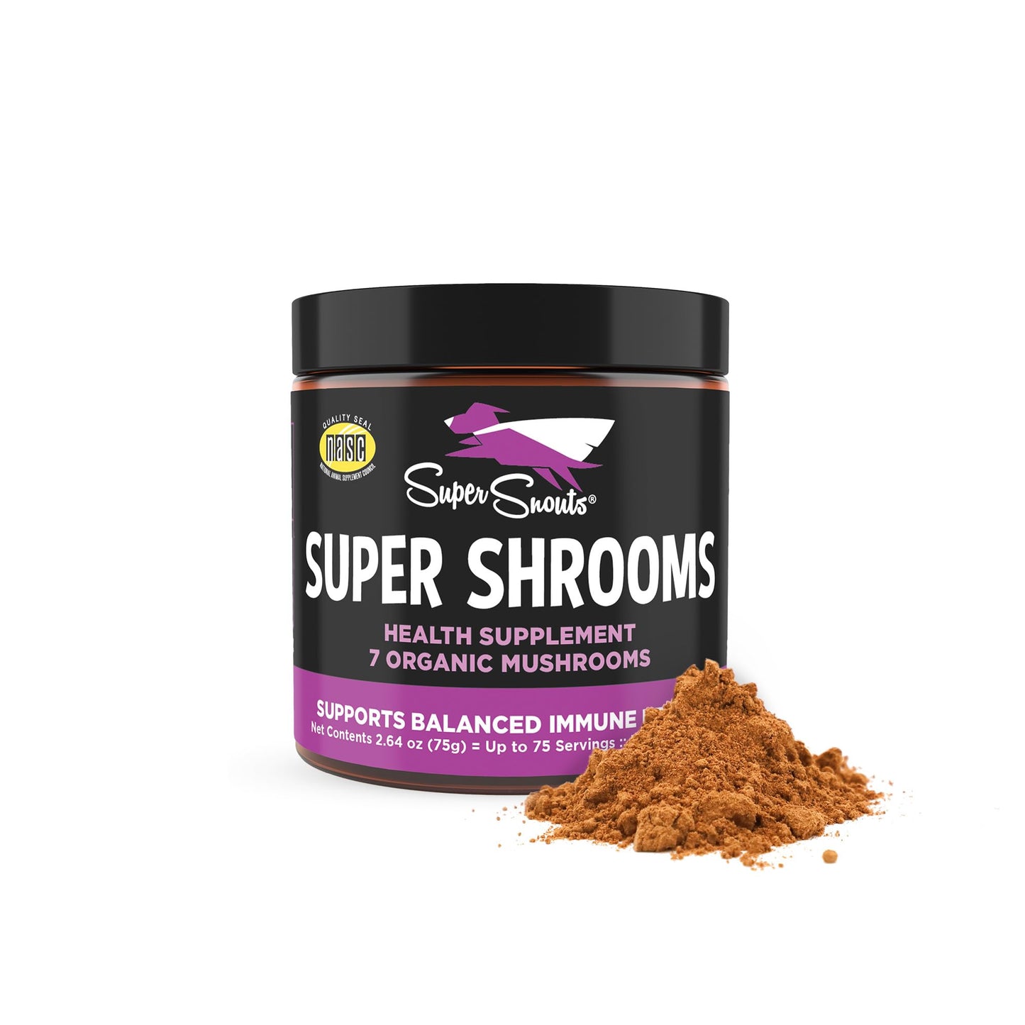 Super Snouts Super Shrooms Mushroom Immune Support Supplement Powder, 75
