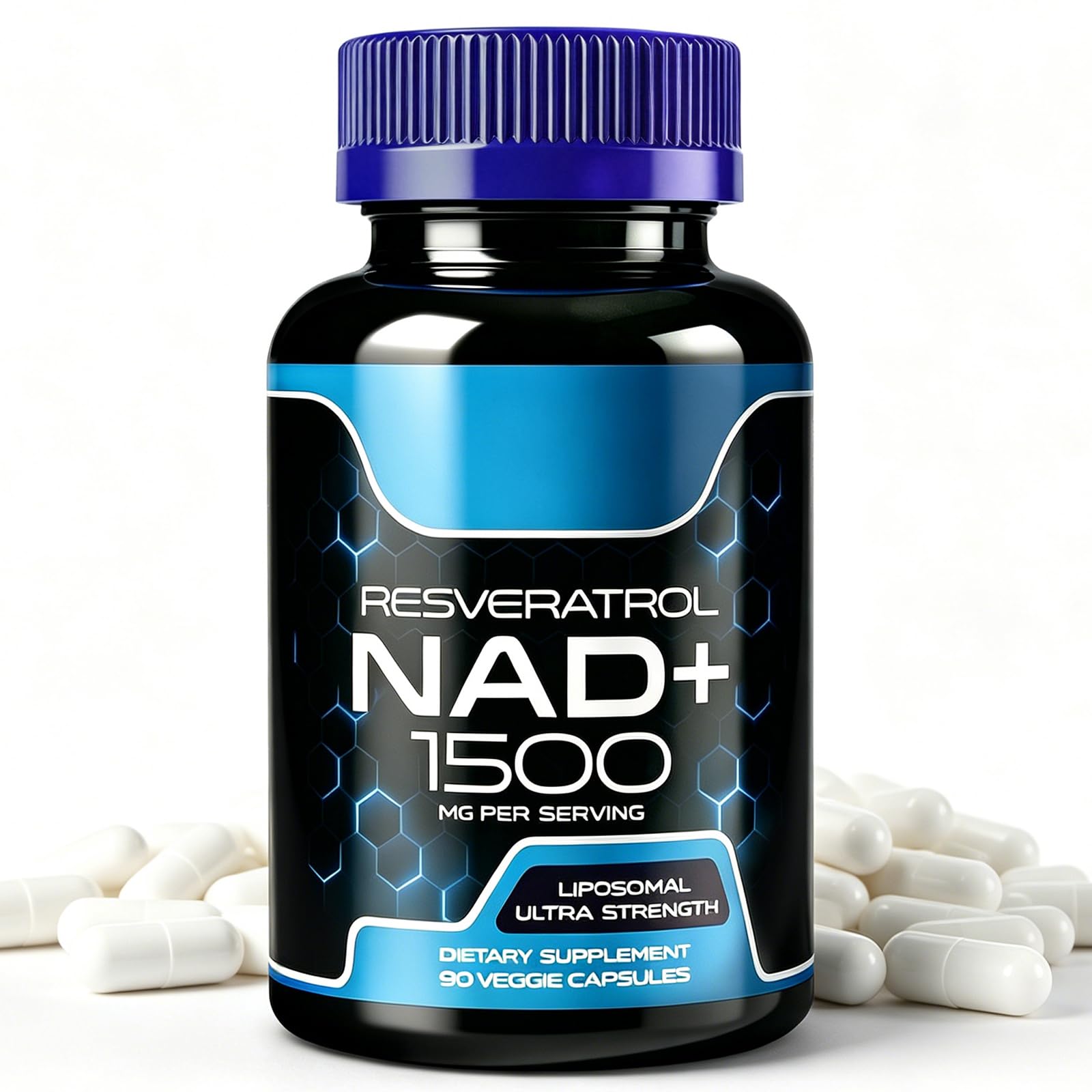 DCRWVCTON Liposomal NAD+ Supplement 1500mg with Resveratrol, 90 Capsules