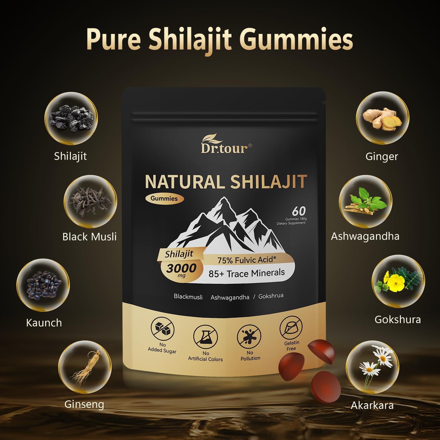 Dr.tour Shilajit Gold Resin Gummies 60 Count