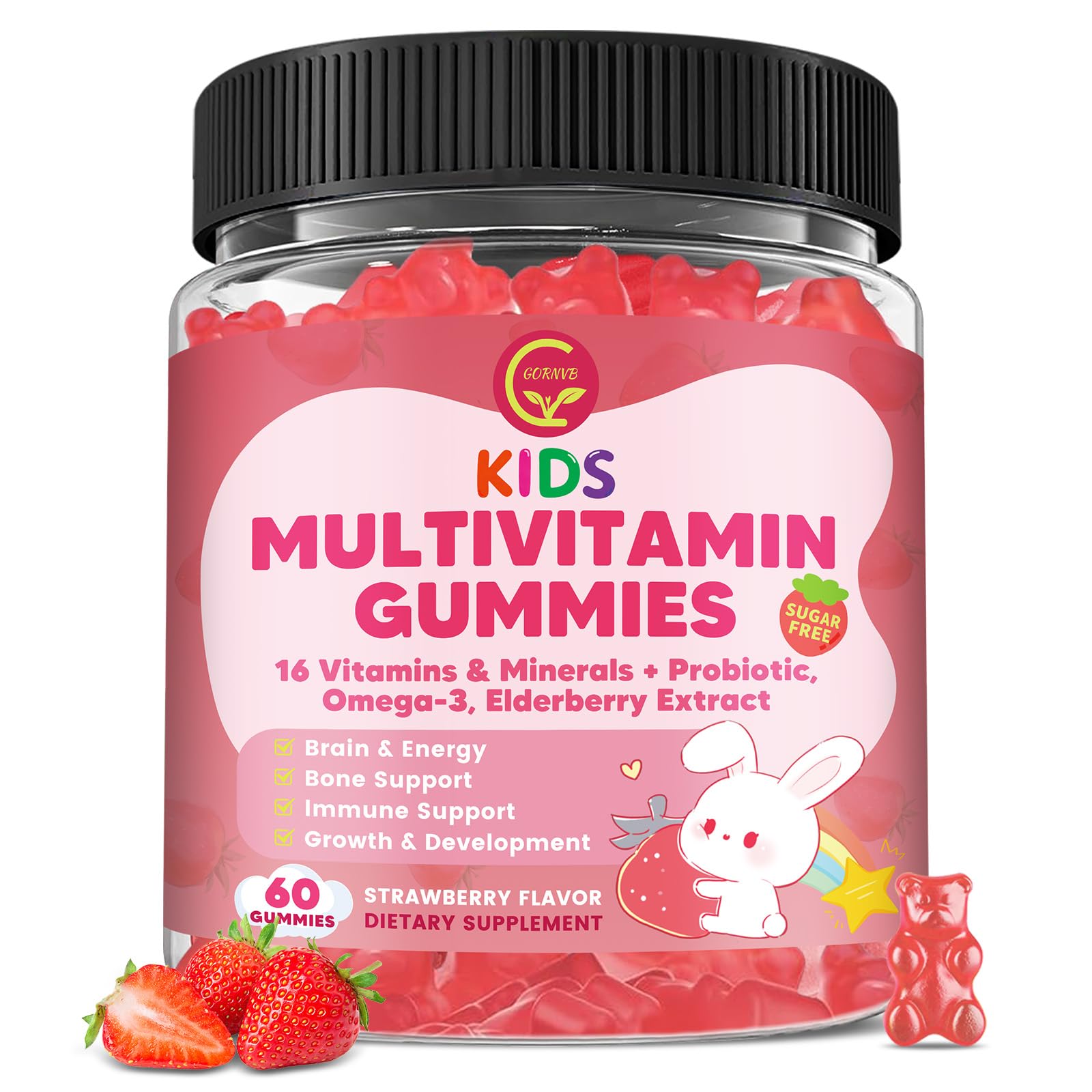 GORNVB Kids Methylated Multivitamin Gummies with Omega-3, Methylfolate & B12, 60 Count