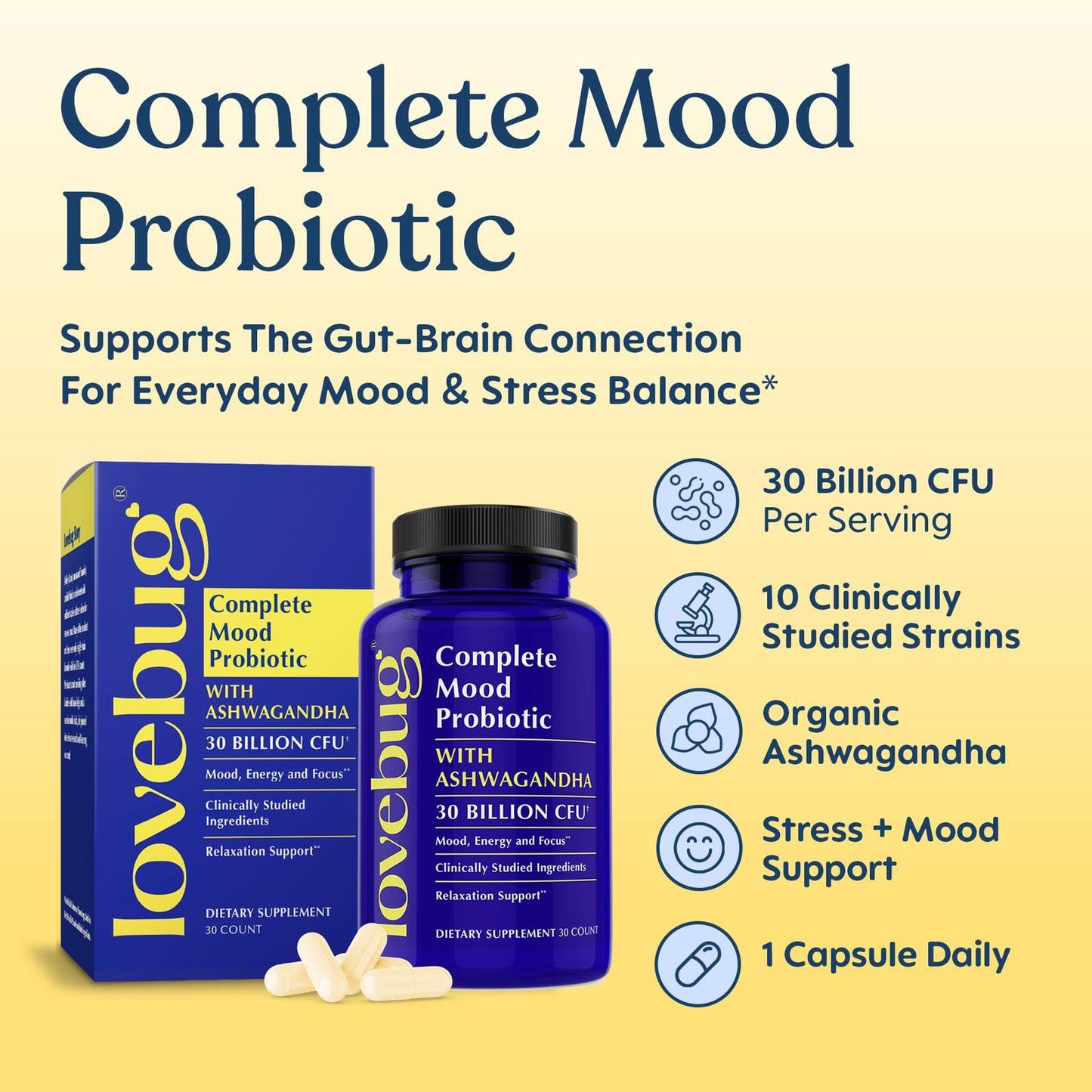 LOVEBUG Complete Mood Probiotic Capsule 30 Count