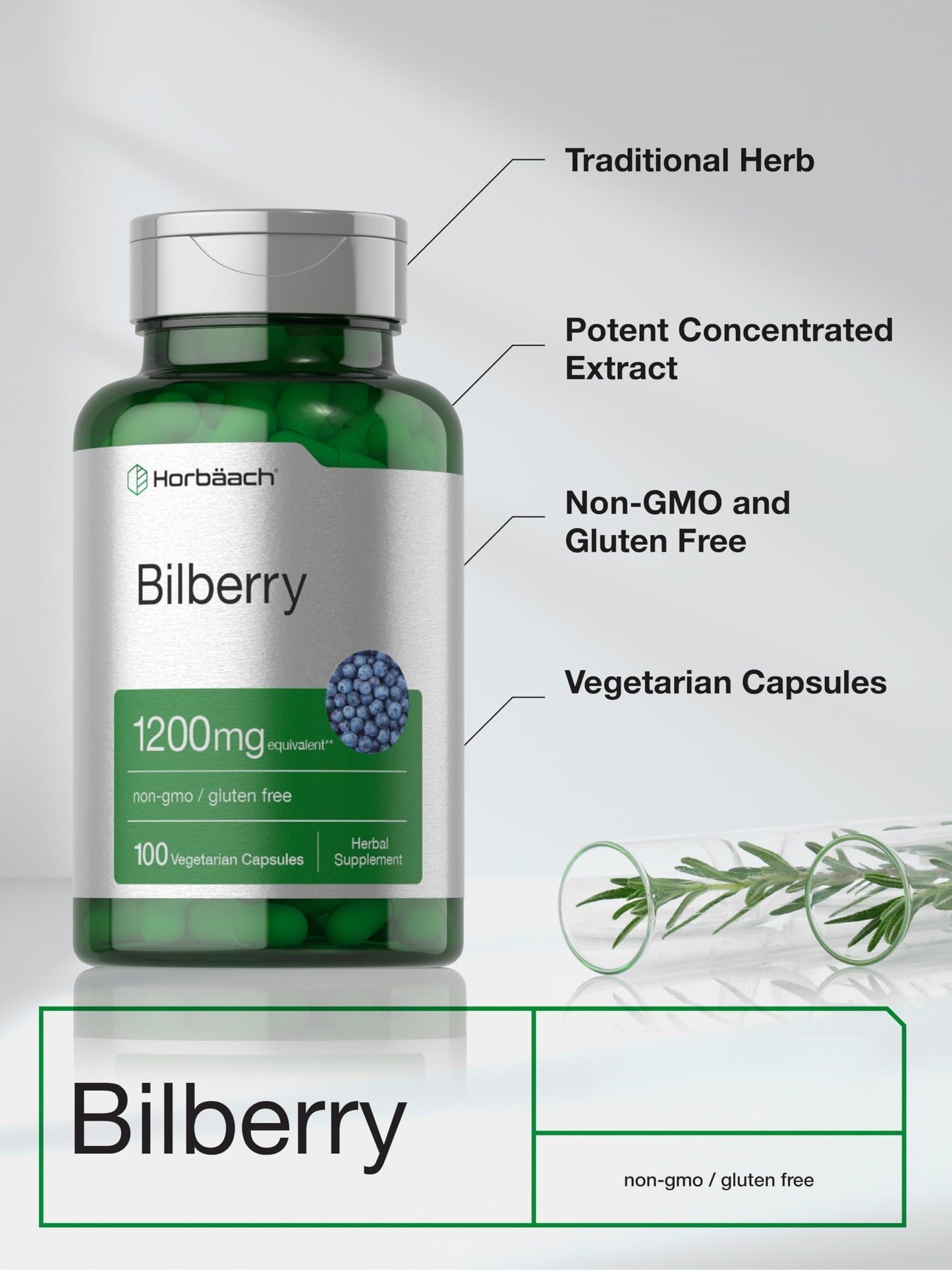 Horbäach Bilberry Fruit Extract Capsule, 100 Capsules