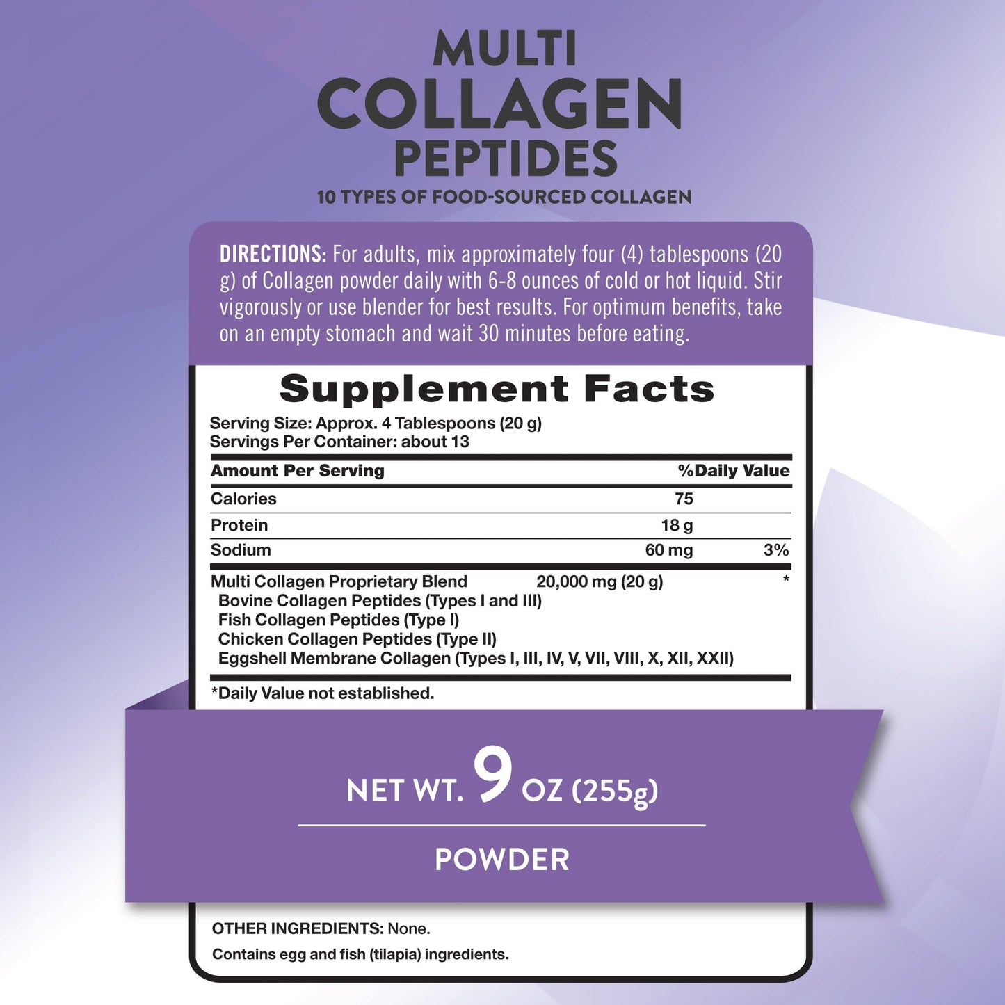 Nature's Truth Multi Collagen Peptide Complex Powder, 9 Ounce