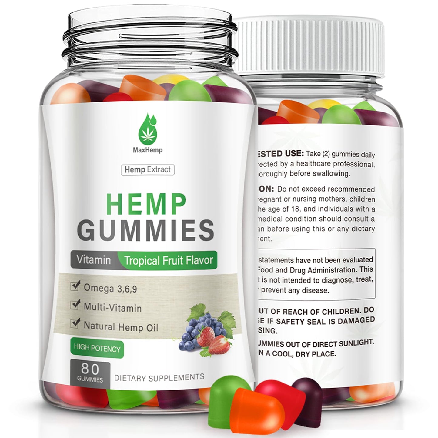 MaxHemp Hemp Gummies for Sleep, Pain, Anxiety, Peace & Relaxation, Gummies, 80 Count