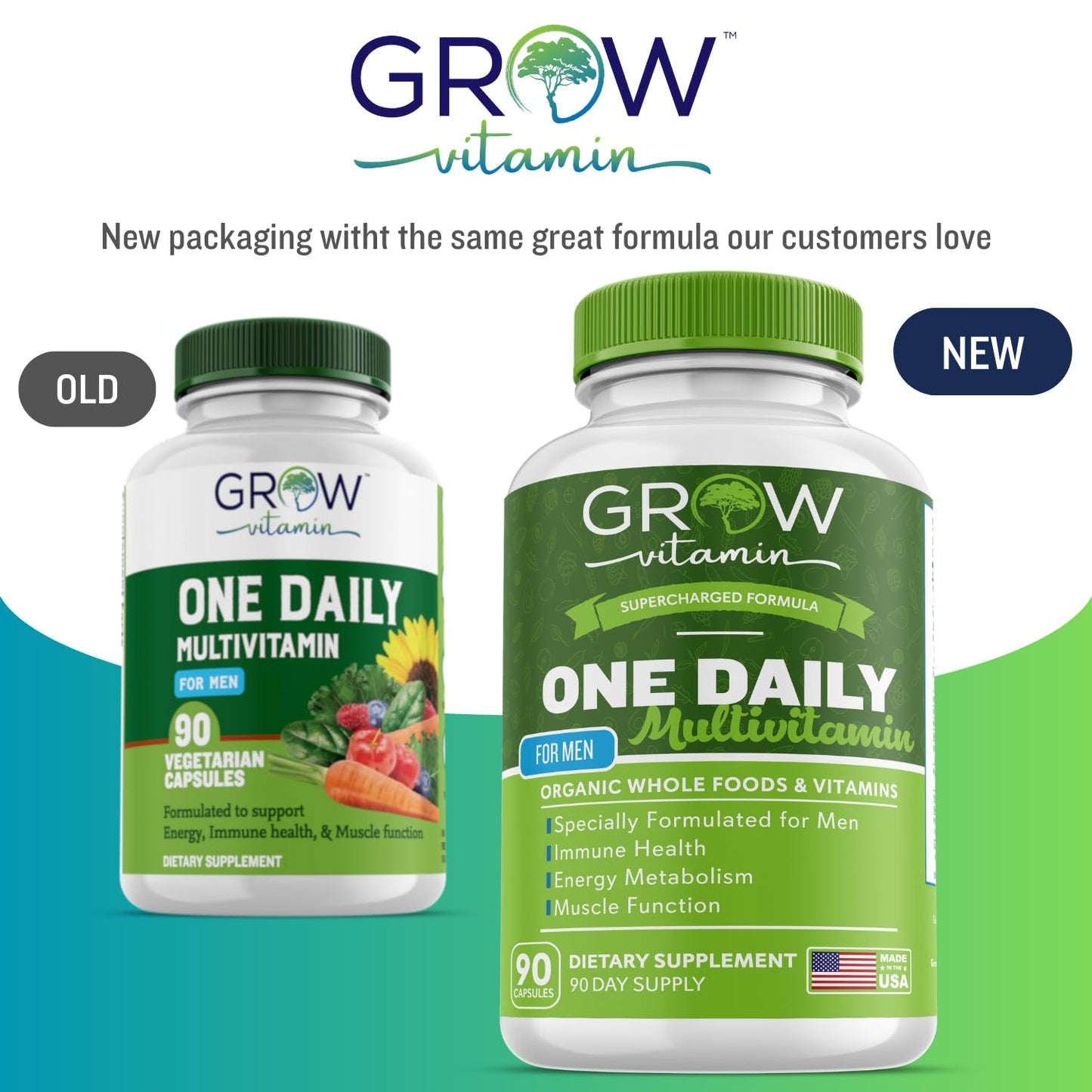 Grow Vitamin One Daily Multivitamin for Men Capsule, 90 Count