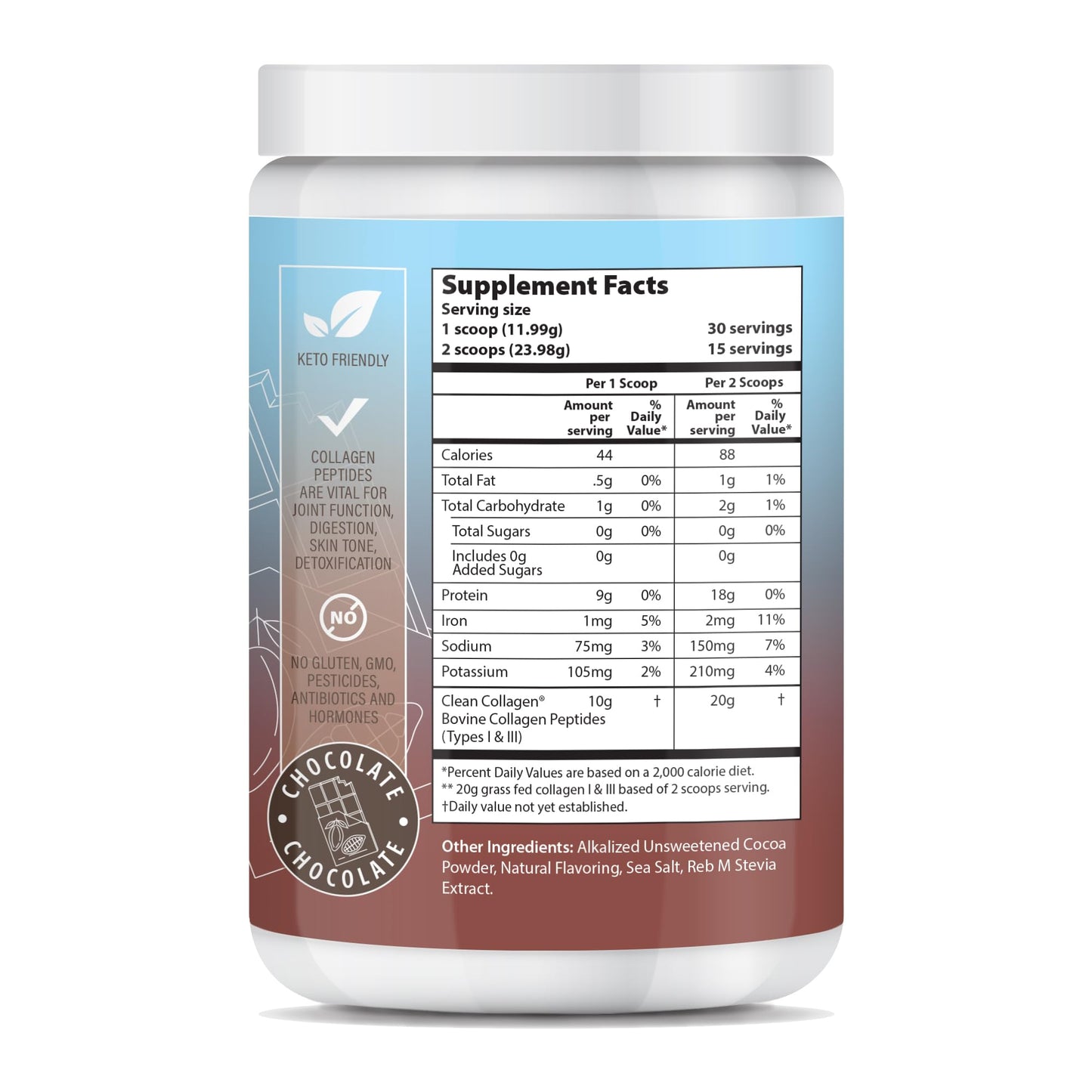 ABOUT YOUR COLLAGEN Chocolate Peptides Powder Grass Fed Hydrolyzed Type 1&3 Collagen 8.92 Ounce