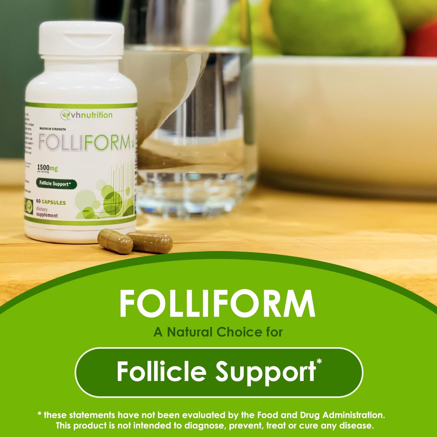 VH Nutrition FOLLIFORM DHT Blocker for Men and Women, 120 Capsules
