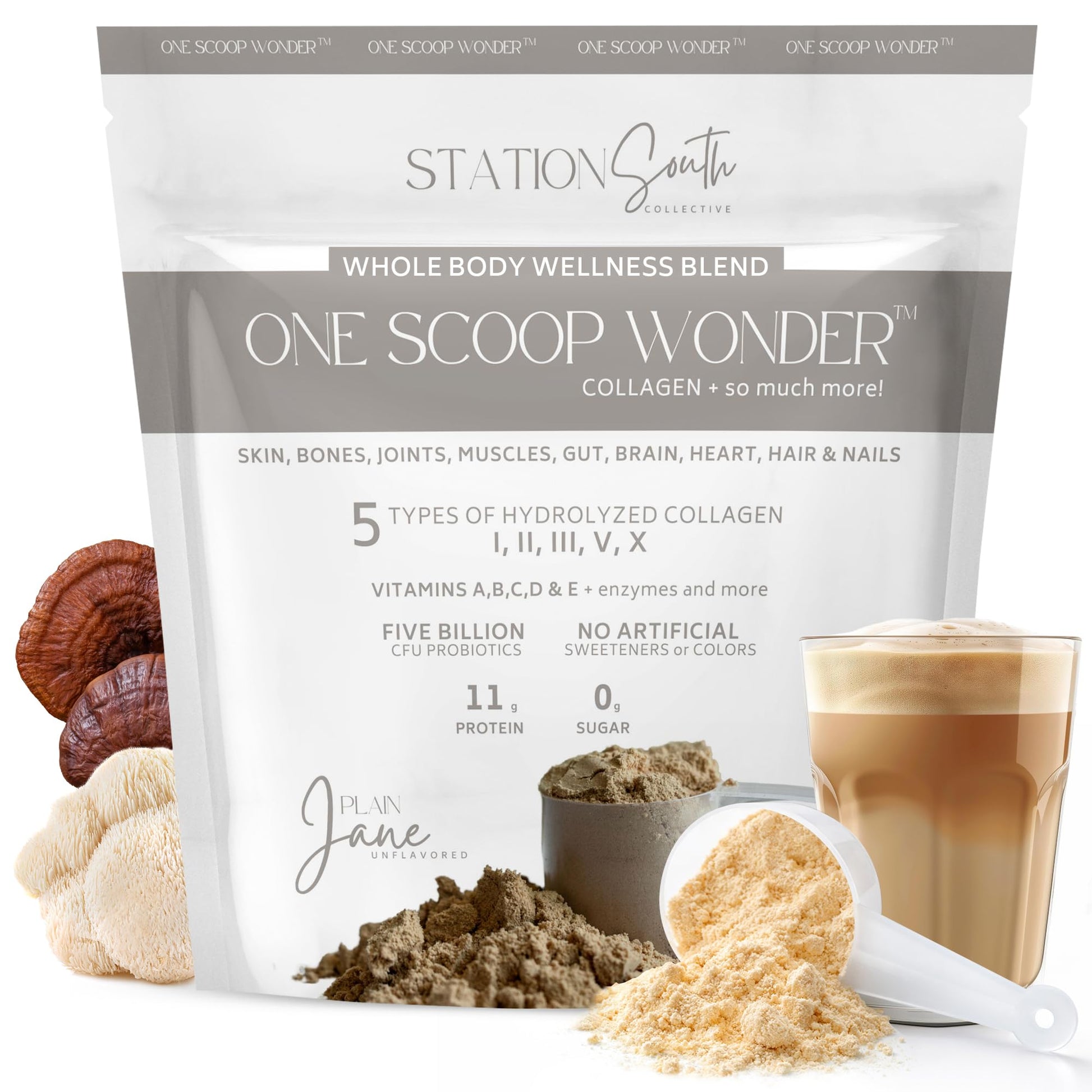 Station South Collective ONE SCOOP WONDER All-in-One Wellness Powder, 16 Servings