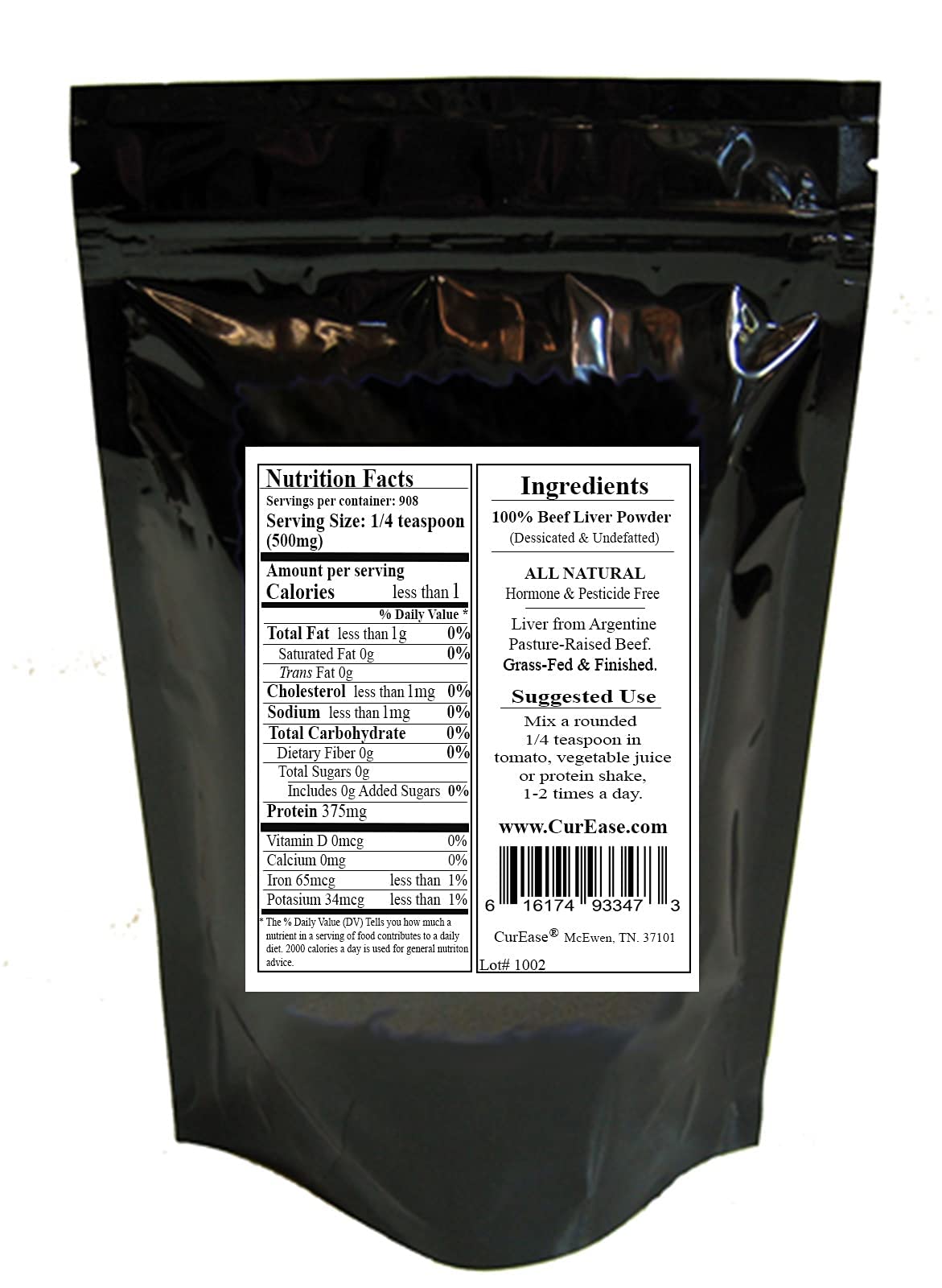 CurEase Argentine Grass Fed Beef Liver Powder, 16 oz