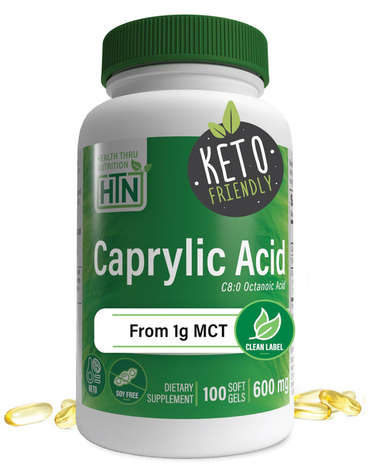 Health Thru Nutrition Caprylic Acid 600mg Softgels 100 Count