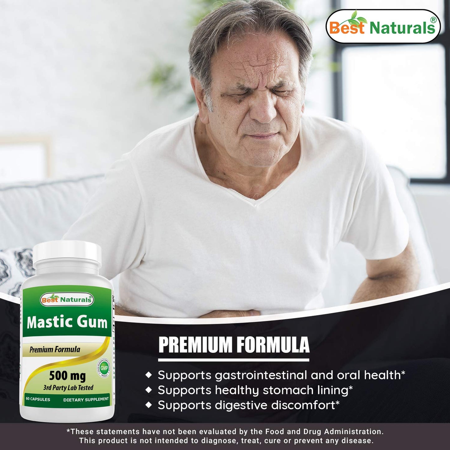 Best Naturals DGL Chewable 380 mg & Mastic Gum 500 mg Capsules, 180 Capsules