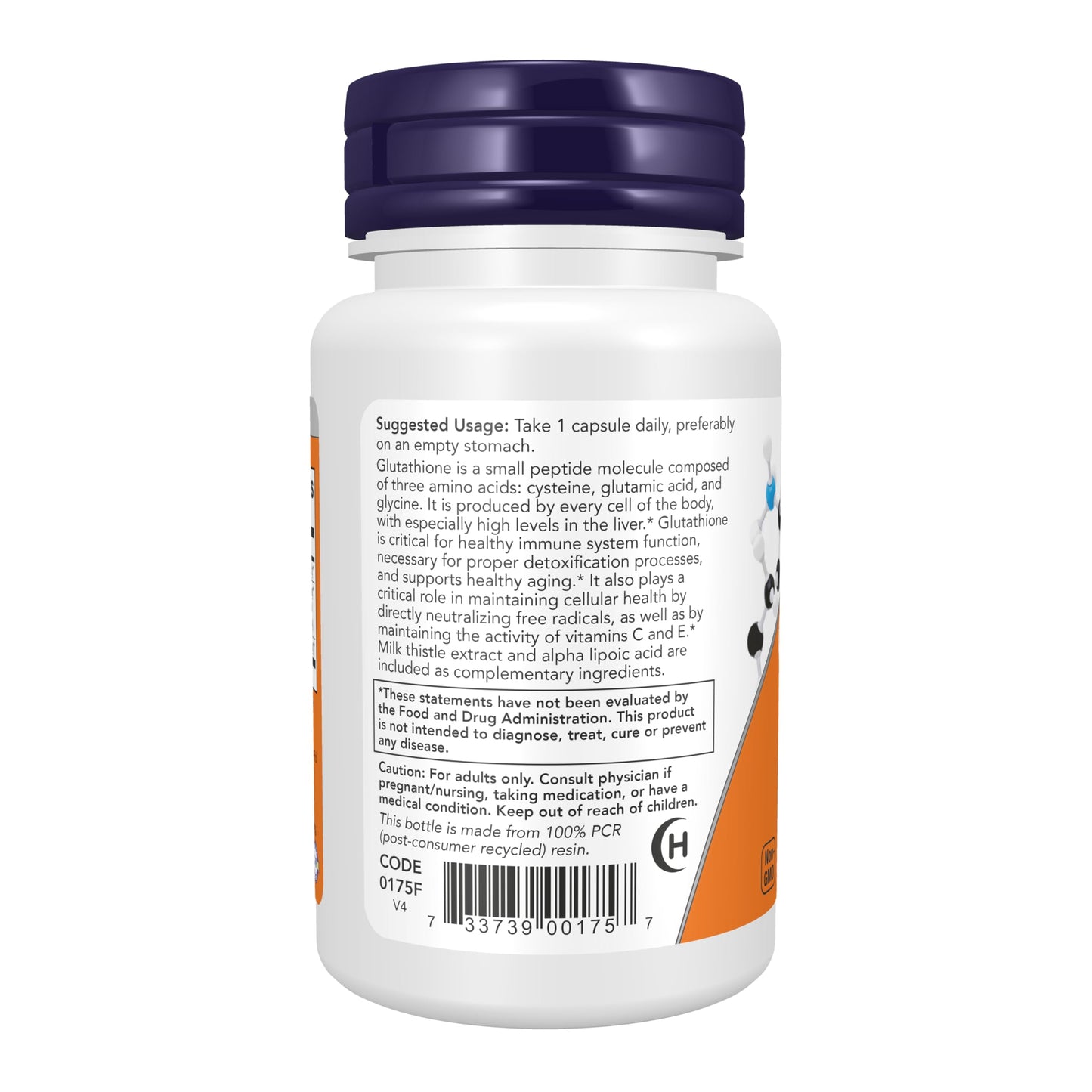 NOW Foods Glutathione 500 mg with Milk Thistle Extract & Alpha Lipoic Acid, 30 Veg Capsules
