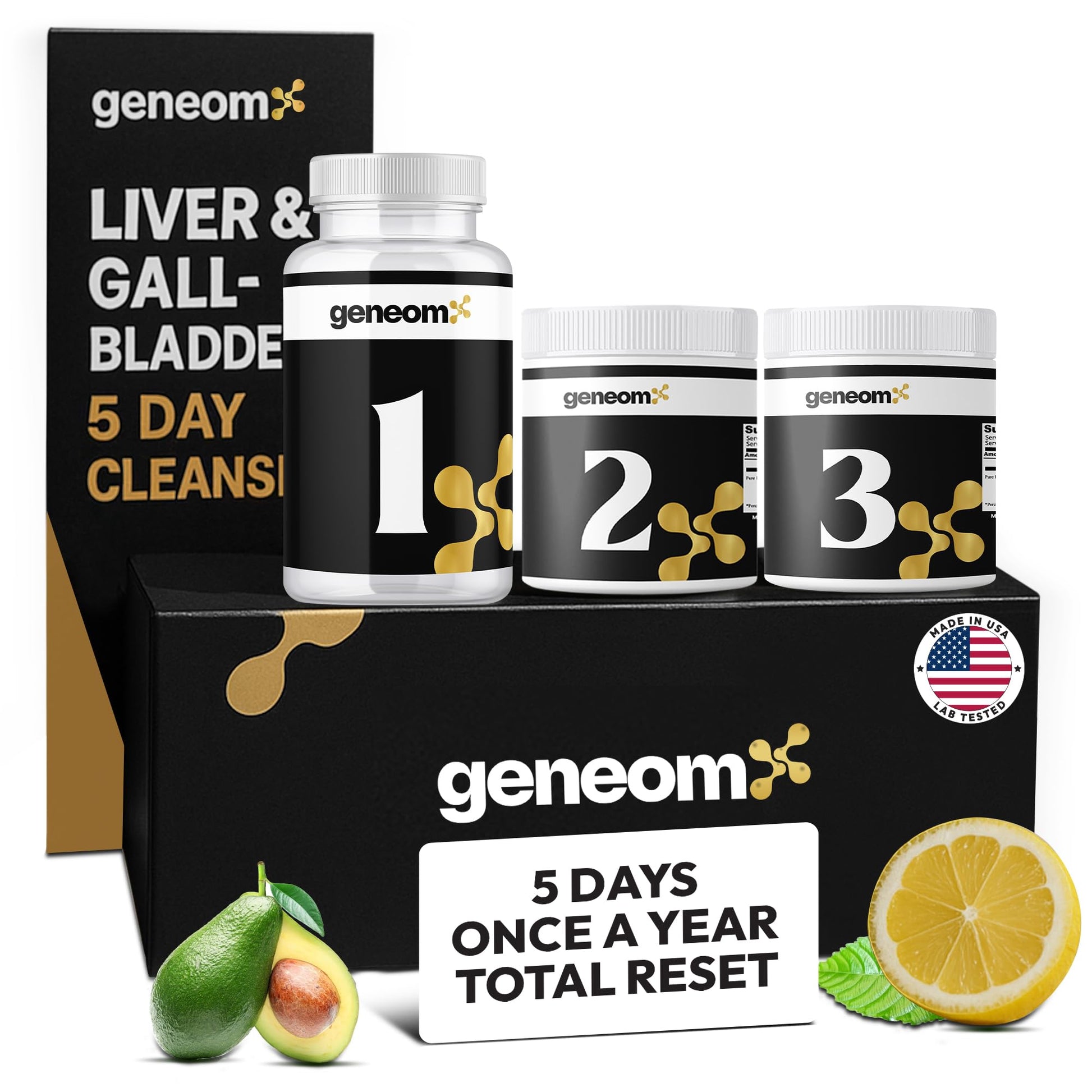 Geneomx Advanced 5-Day Liver & Gallbladder Cleanse & Detox Formula Capsule & Powder, 15-Count