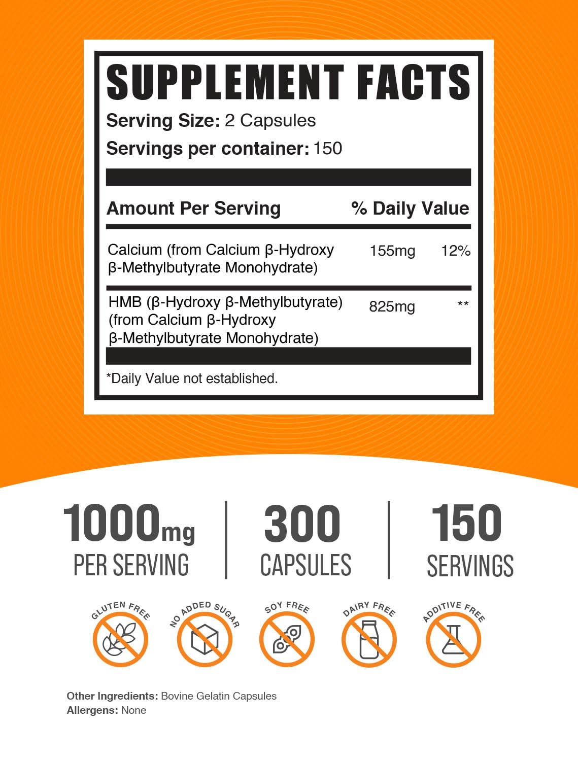 BulkSupplements HMB Capsules 1000mg, 300 Count