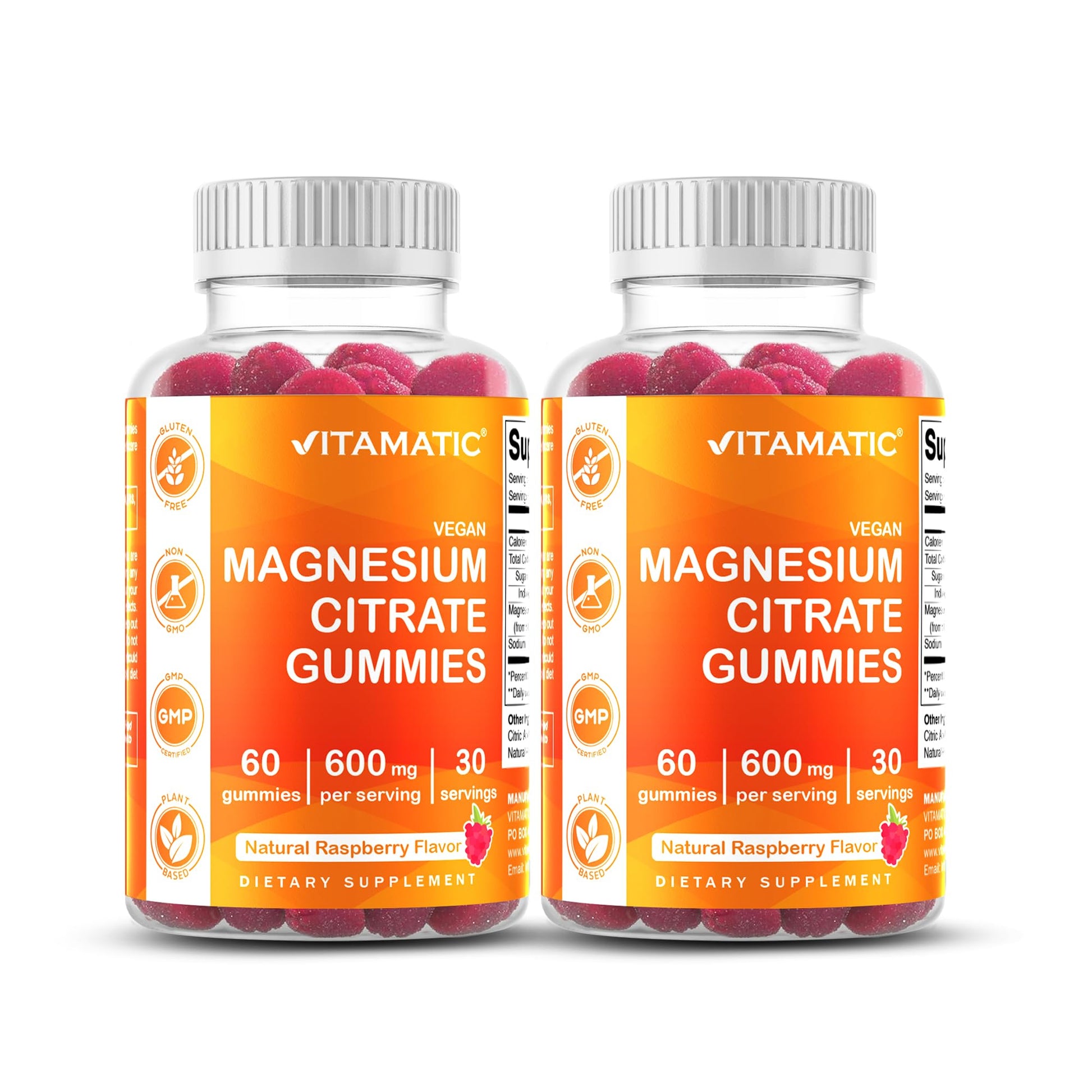 Vitamatic Magnesium Citrate Gummies 600mg per Serving, 120 Count