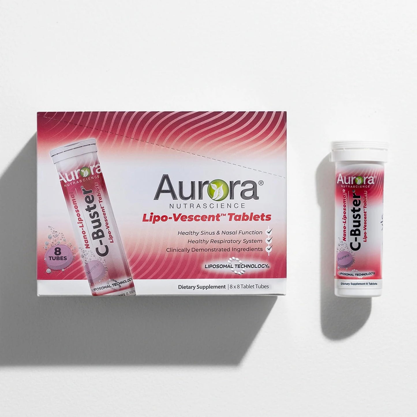 Aurora Nutrascience C-Buster Lipo-Vescent Tablets Liposomal High Absorption Immune & Antioxidant Support for Adults, Vitamin C, D3, & K2, Supports Skin Health, Sugar & Gluten-Free, 64 Tablets