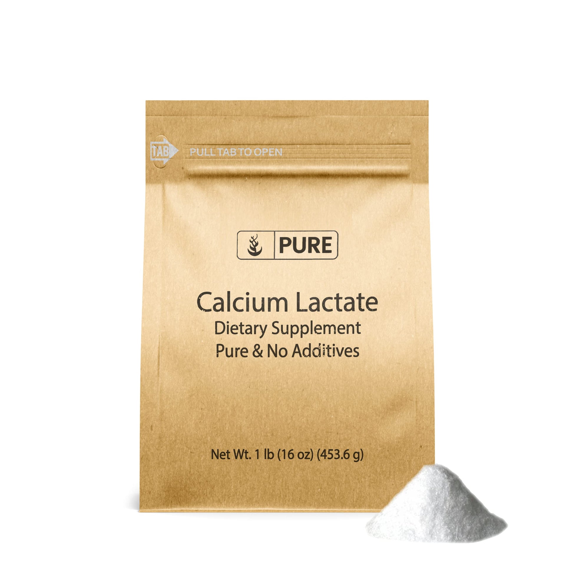 PURE ORIGINAL INGREDIENTS Calcium Lactate Powder, 16 Ounces