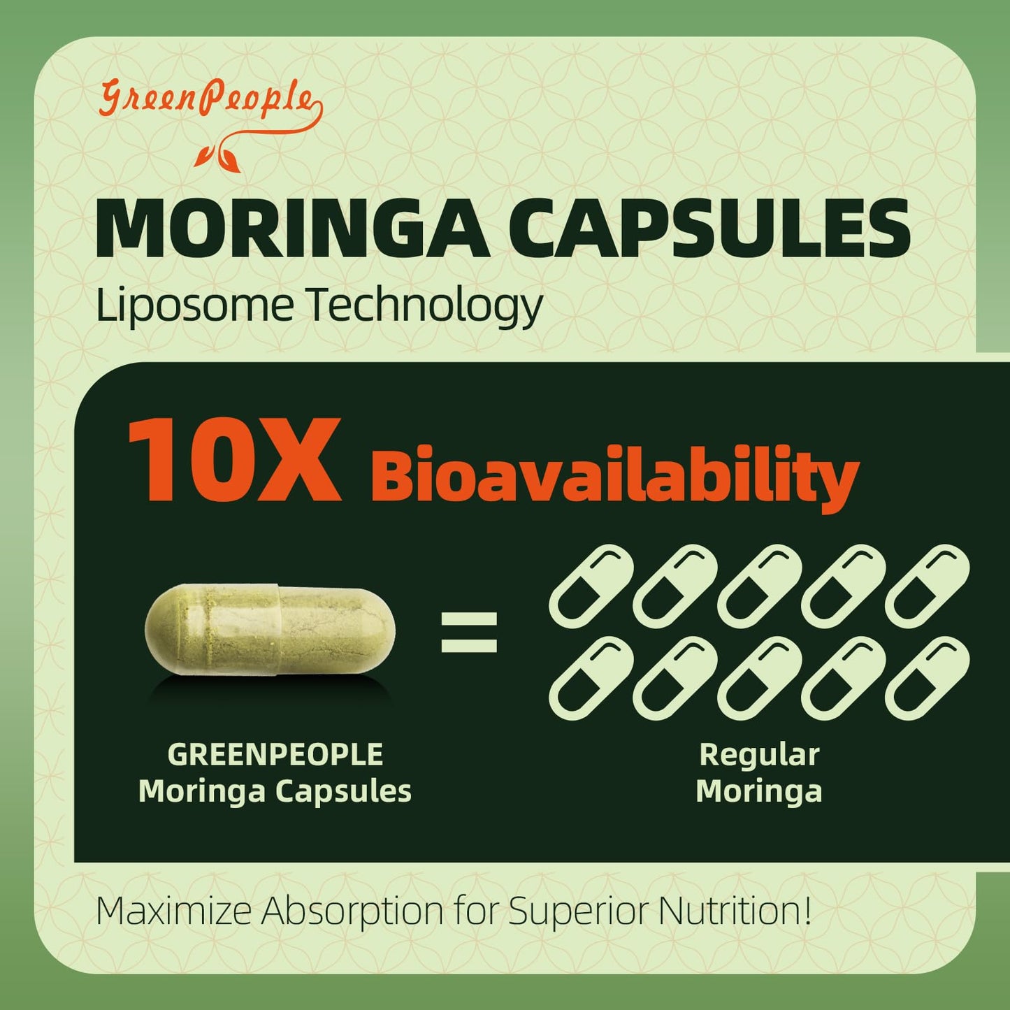 GREENPEOPLE Whole-Leaf Moringa Capsules 1500mg, 180 Count