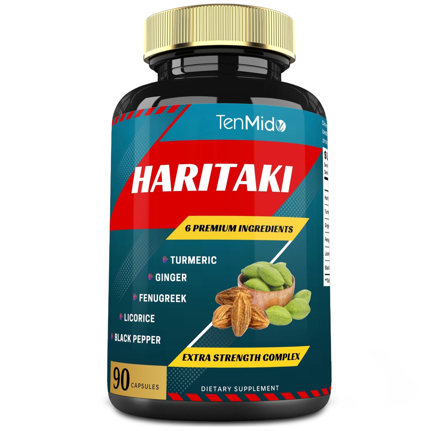 Tenmido Haritaki Supplements Extract Capsules, 90 Count