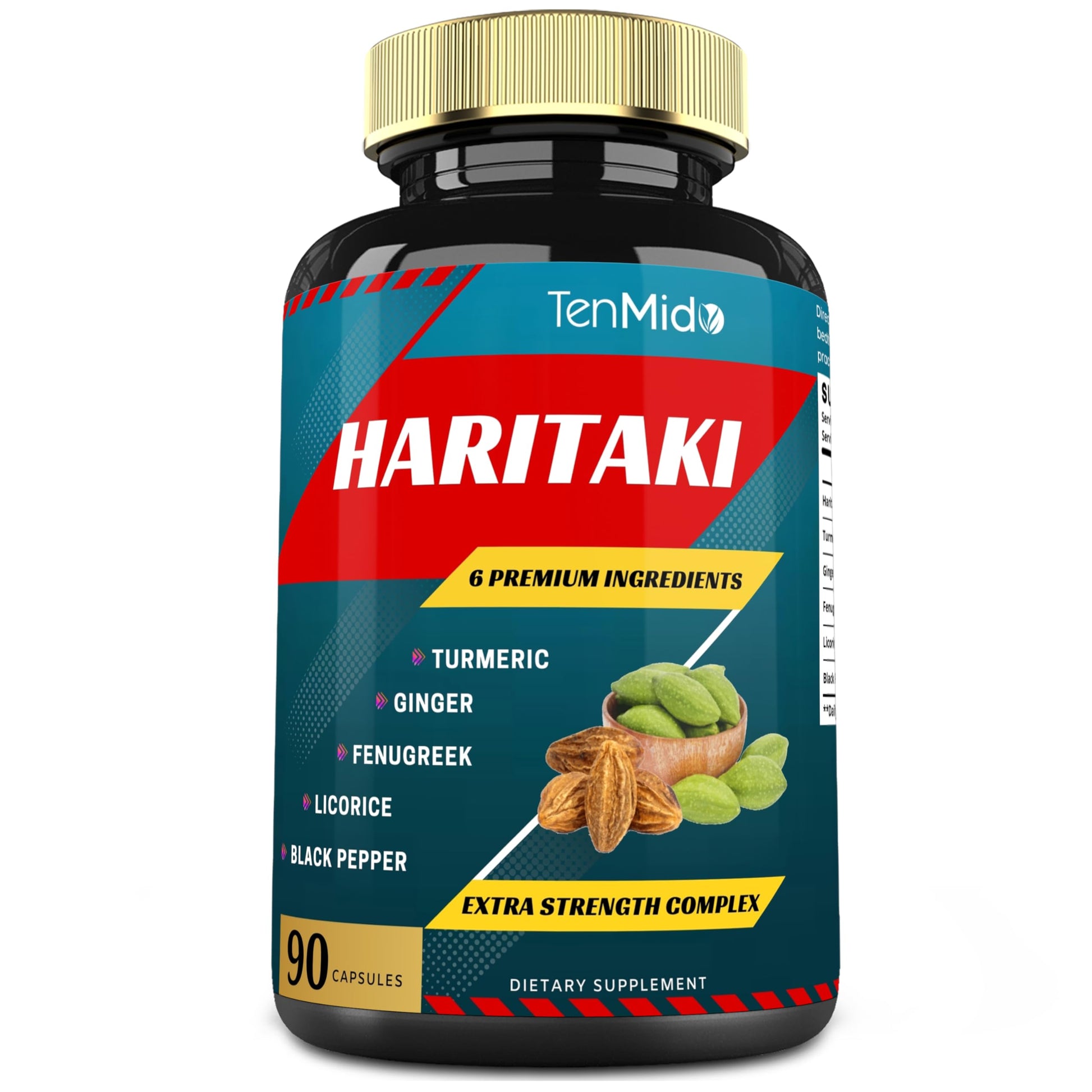 Tenmido Haritaki Supplements Extract Capsules, 90 Count
