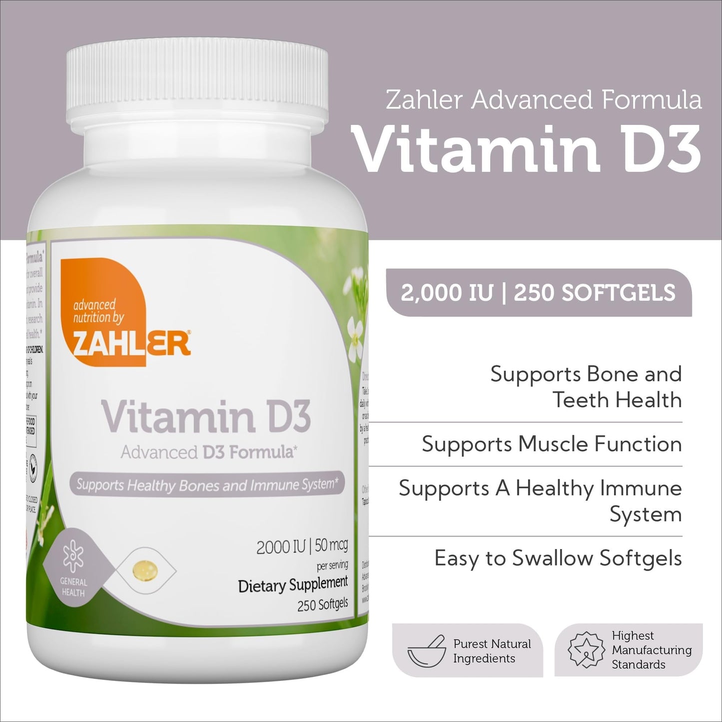 Zahler Advanced Vitamin D3 2000 IU Softgels 250 Count