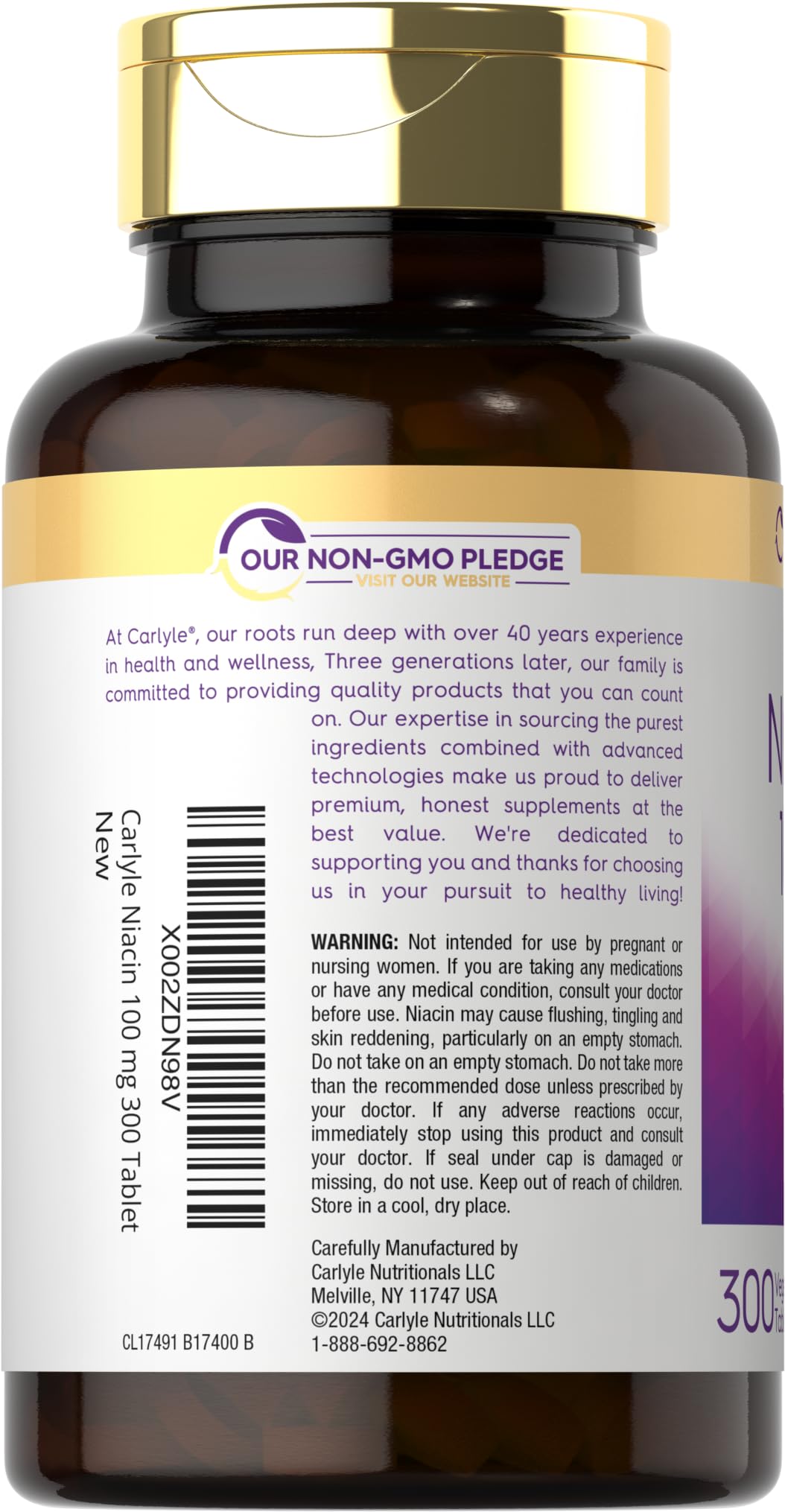 Carlyle Niacin 100mg Tablet, 300 Count