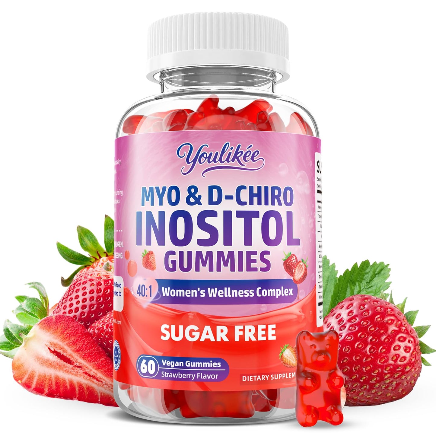Youlikee Myo-Inositol & D-Chiro Inositol Gummies for Women, 60 Count