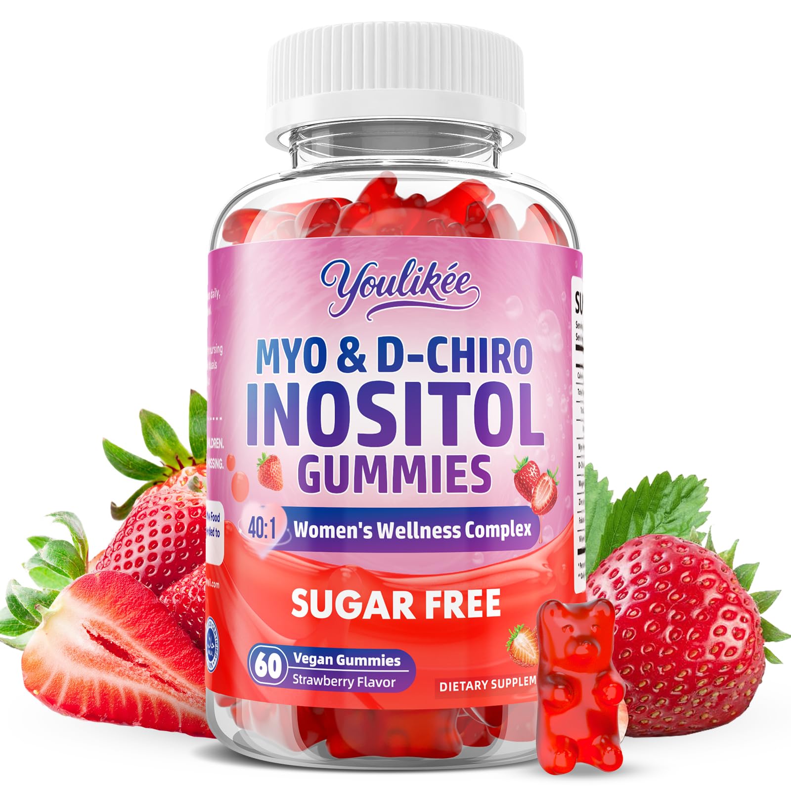 Youlikee Myo-Inositol & D-Chiro Inositol Gummies for Women, 60 Count