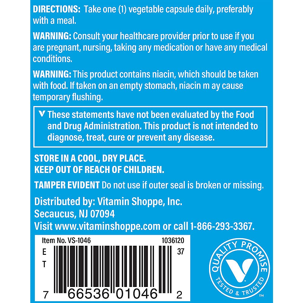 The Vitamin Shoppe Vitamin B-Complex - Energy Metabolism & Nervous System Support, Complete B Vitamins, Vegetarian Capsules, 1 Count