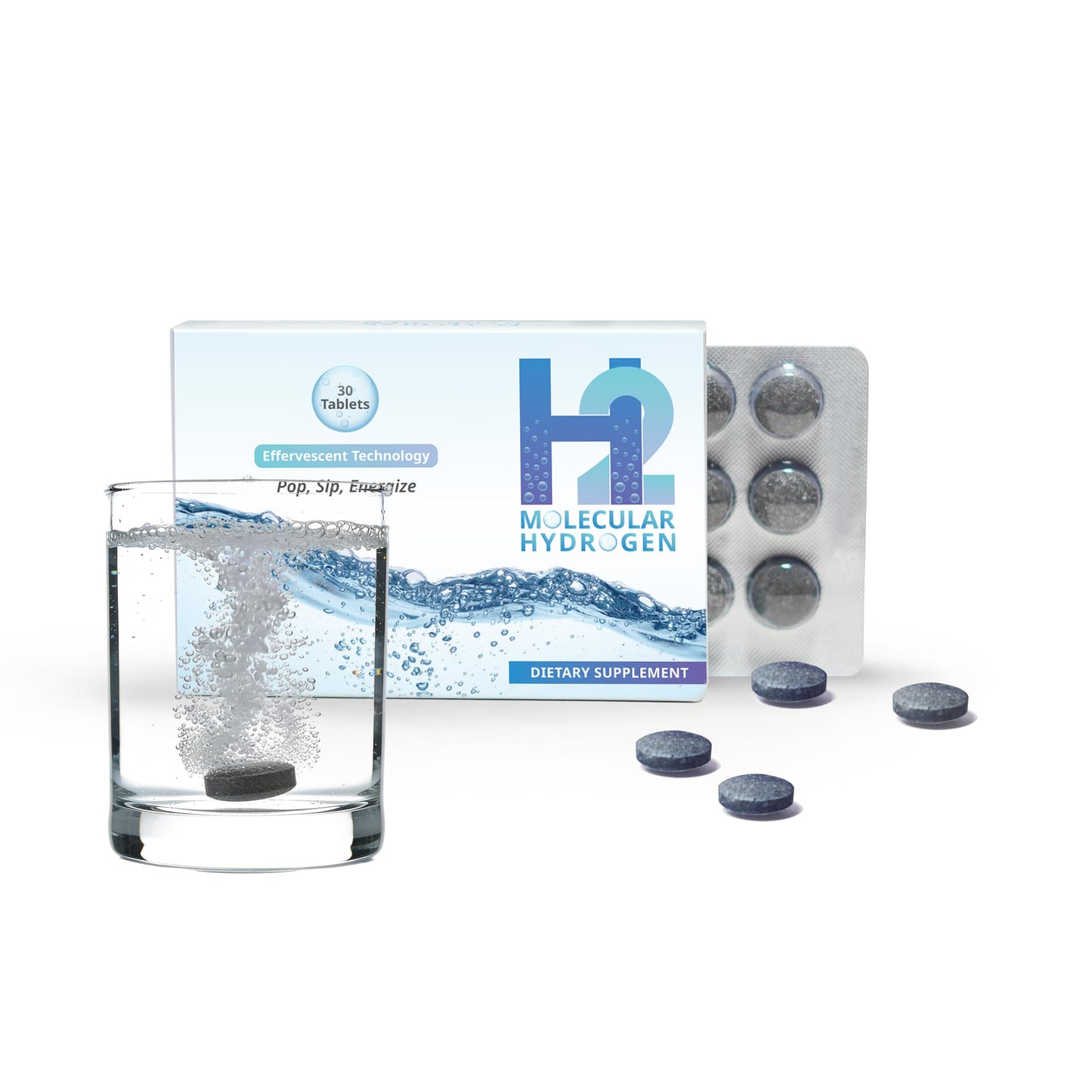 WELLNESS EXTRACT H2 Molecular Hydrogen Water Tablets 12 PPM – Effervescent Hydrogen Tablets for Drinking Water, Supports Healthy Hydration, Energy, and Metabolism, 30 Tablets