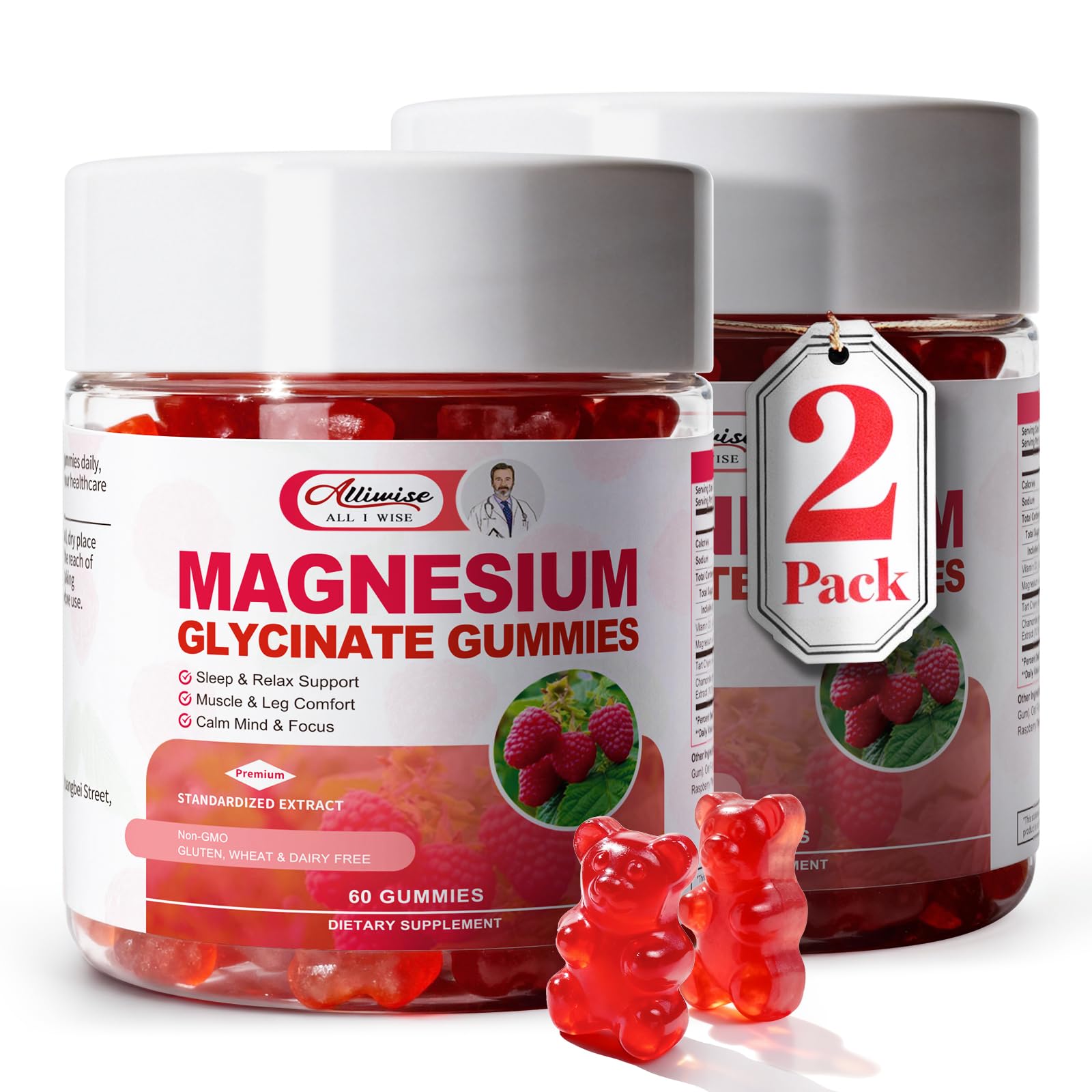 Alliwise Magnesium Glycinate Gummies 600mg Sleep & Calm, 120 Gummies