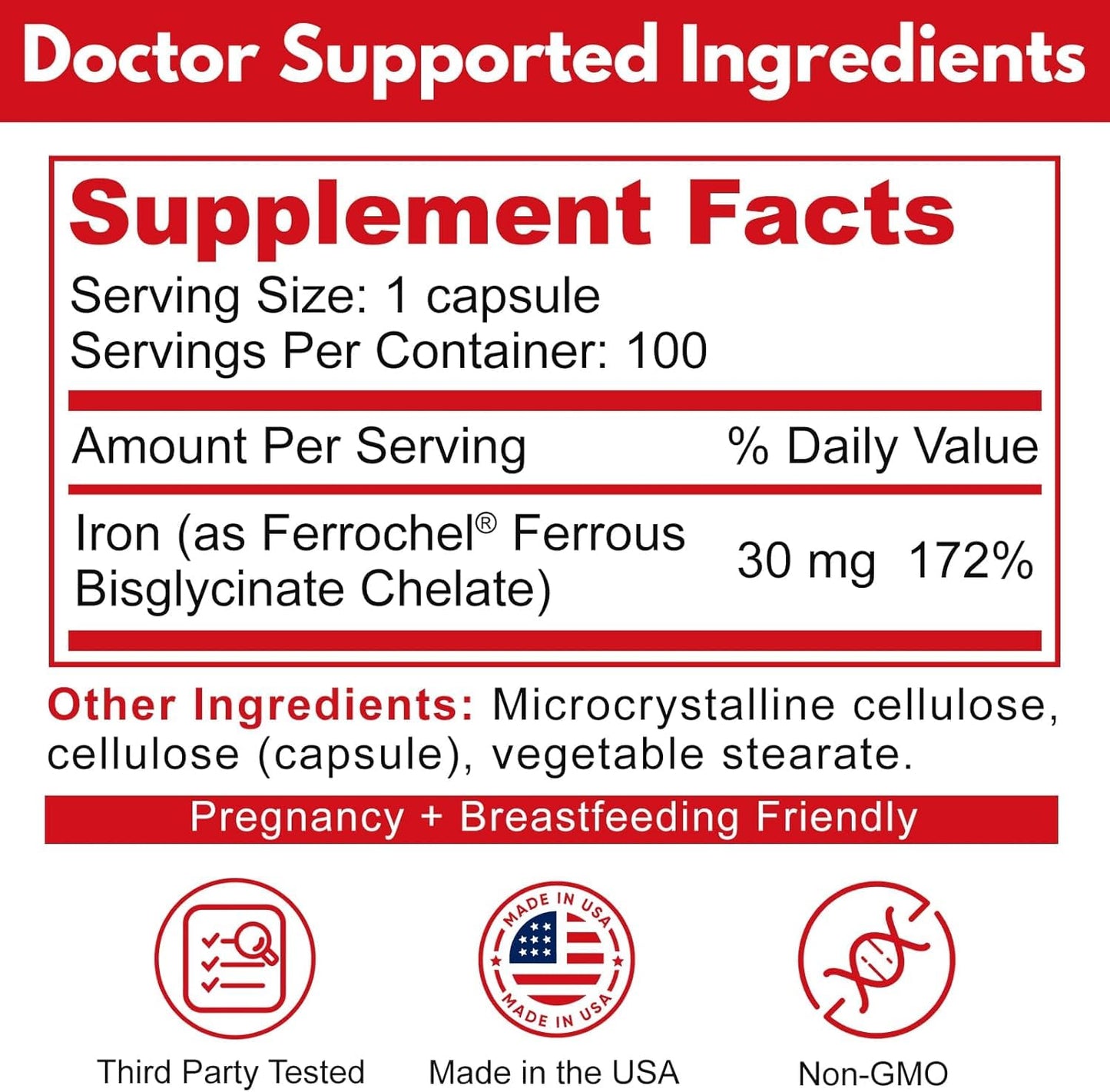 Guanshiya Reacted Iron Capsule, 100 Count