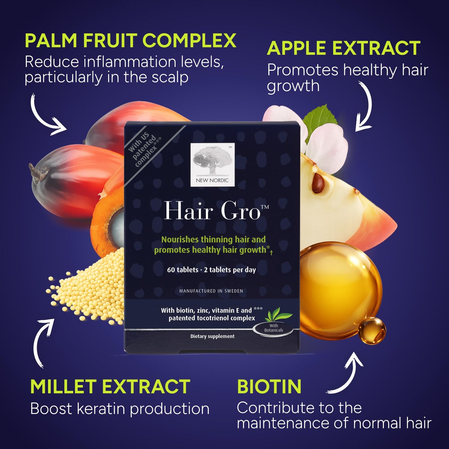 NEW NORDIC Hair GRO 180 Tablets
