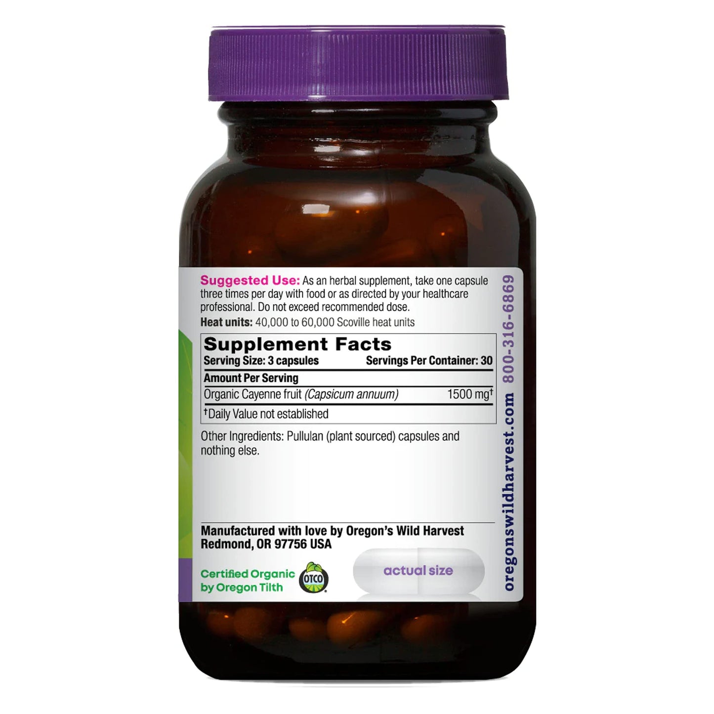 Oregon's Wild Harvest Cayenne Capsules, 90 Count