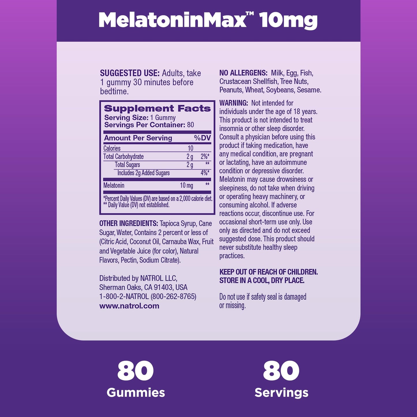 Natrol MelatoninMax Sleep Gummies 10 mg, 80 Count