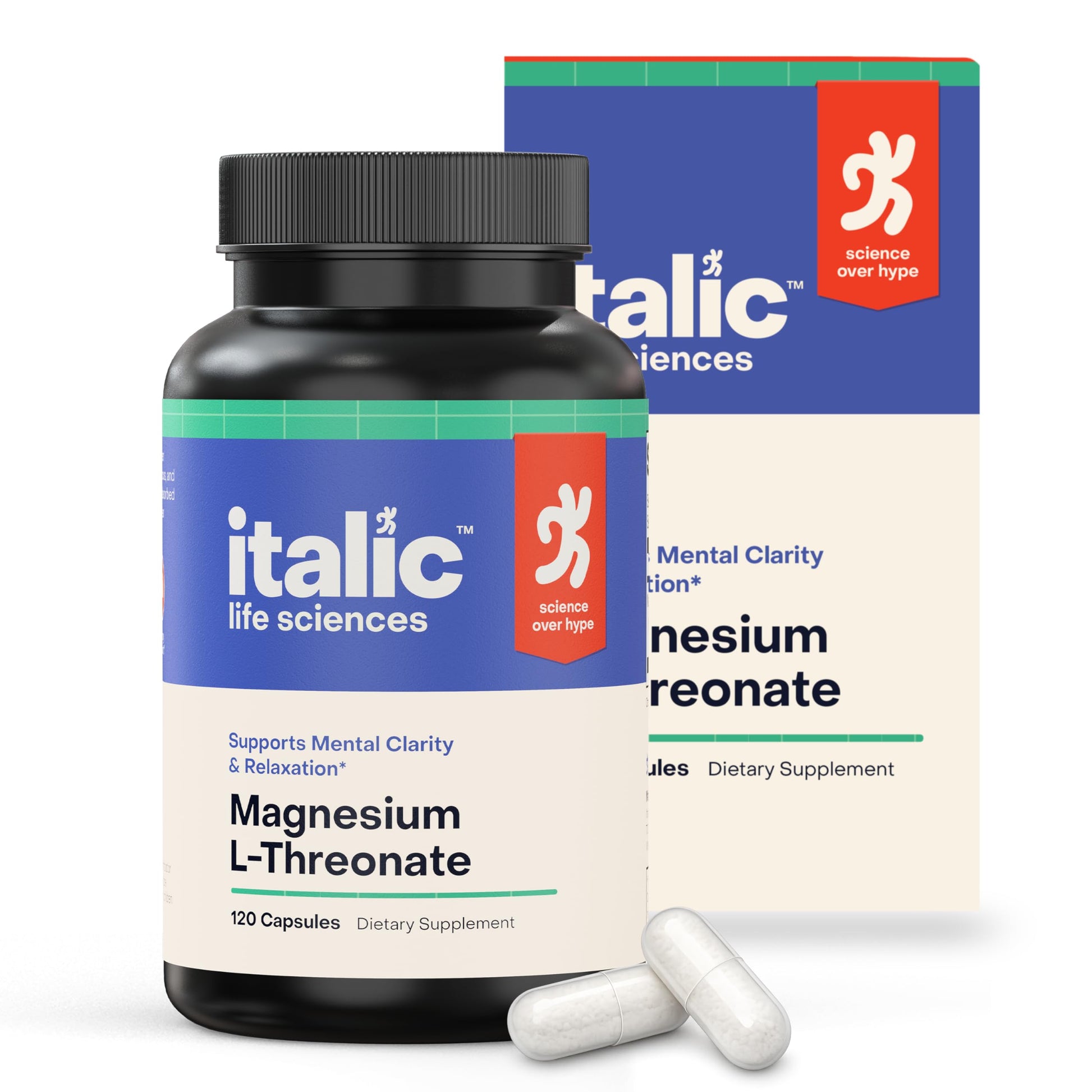 Italic Life Sciences Magnesium L-Threonate 2000mg Capsules, 120 Count